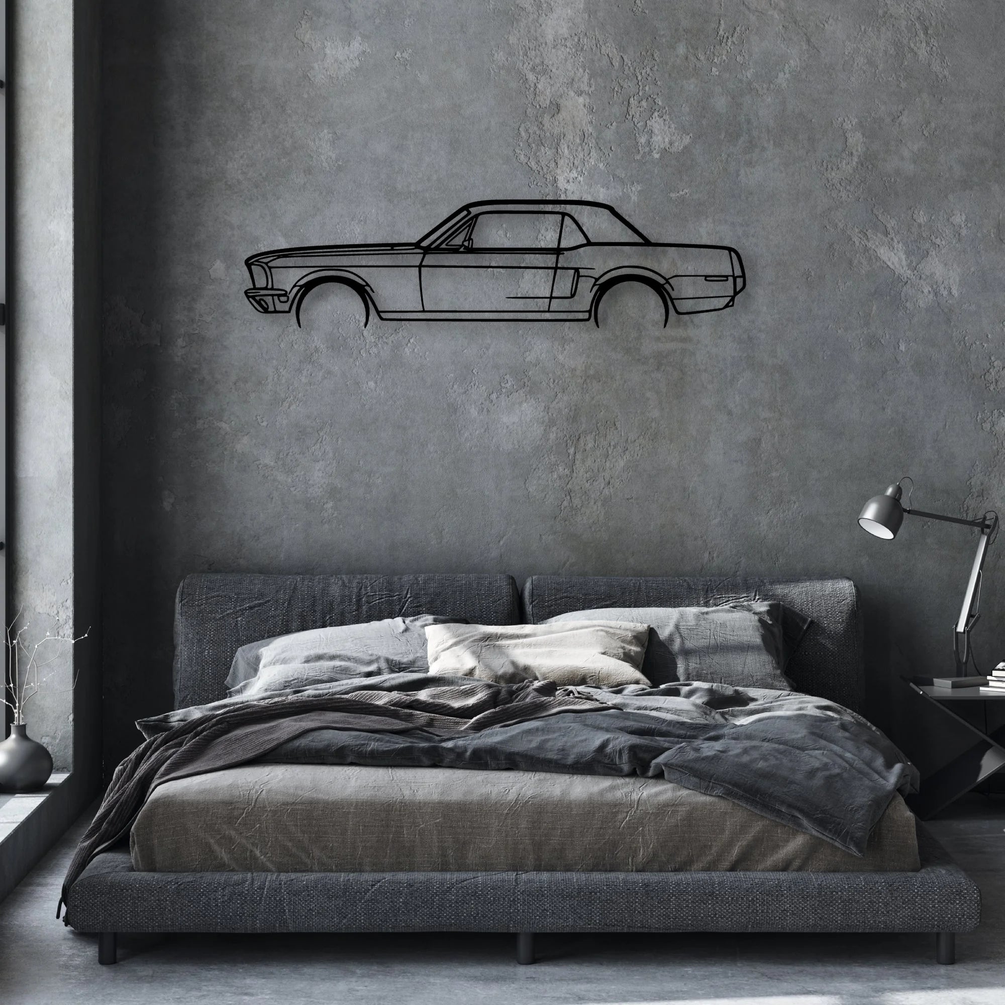 Mustang GT 1968 Classic Silhouette Metal Wall Art - Automotive Garage Decor
