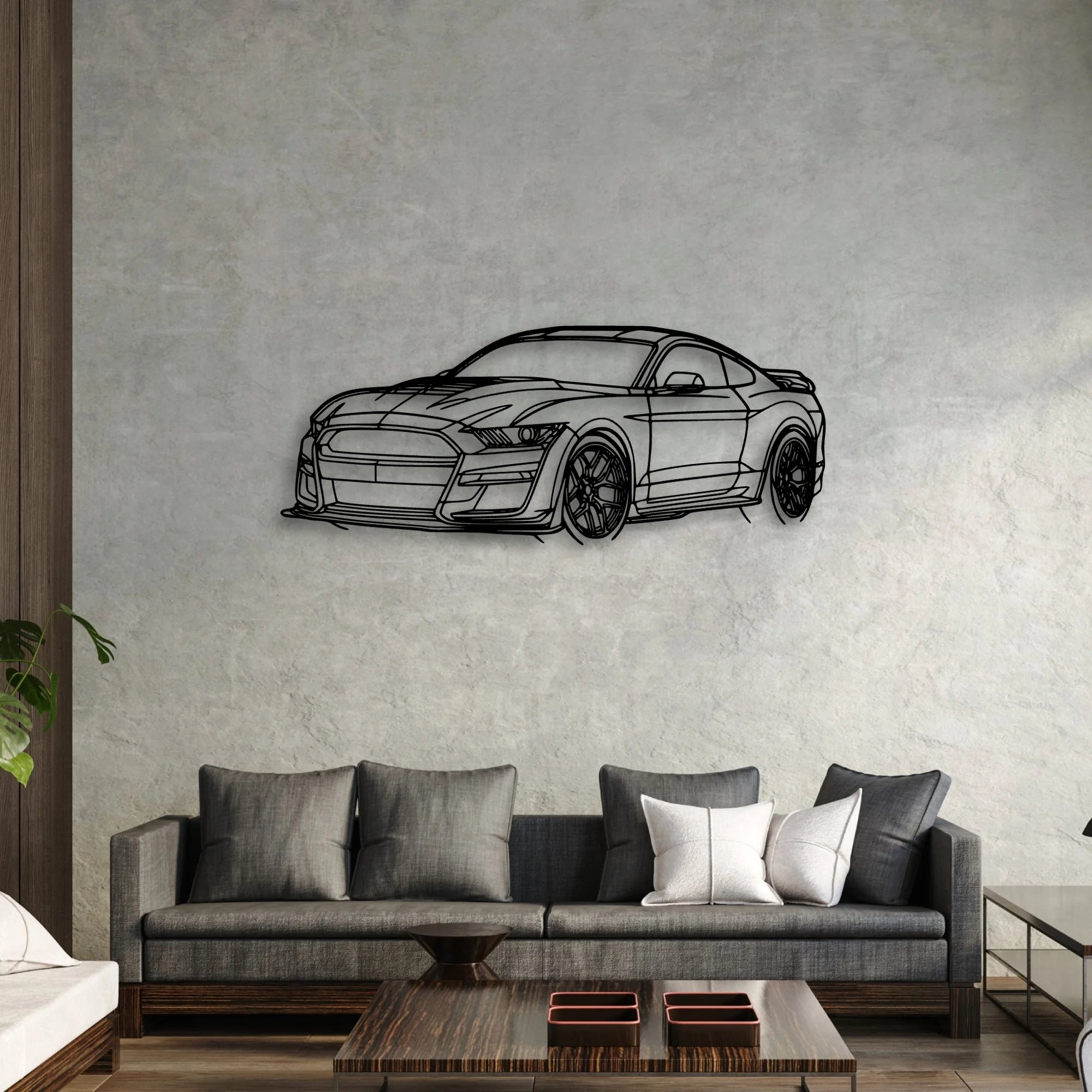 Mustang Shelby GT500 2021 Angle Classic Silhouette Metal Wall Art - Automotive Garage Decor
