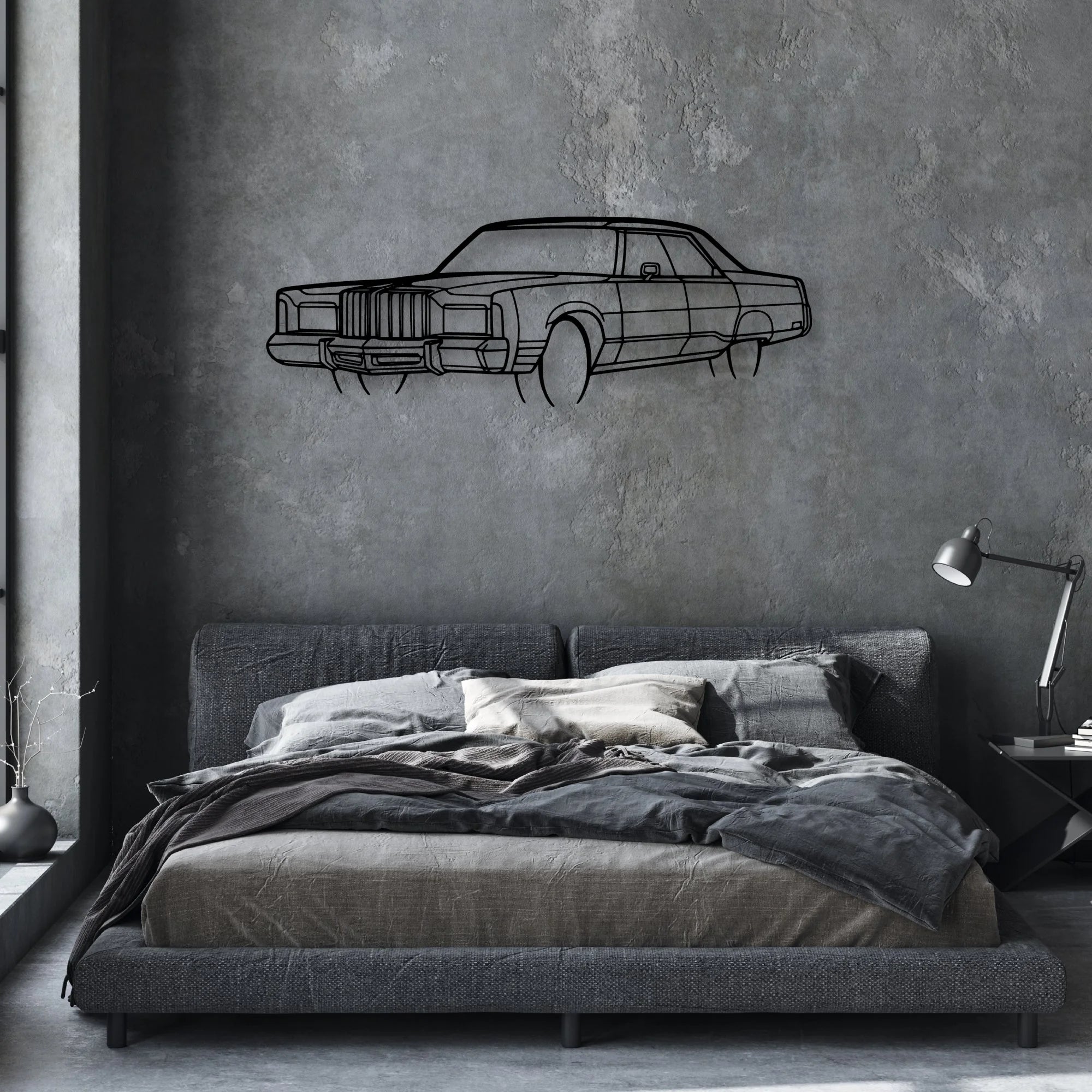 New Yorker 1978 Angle Classic Silhouette Metal Wall Art - Automotive Garage Decor