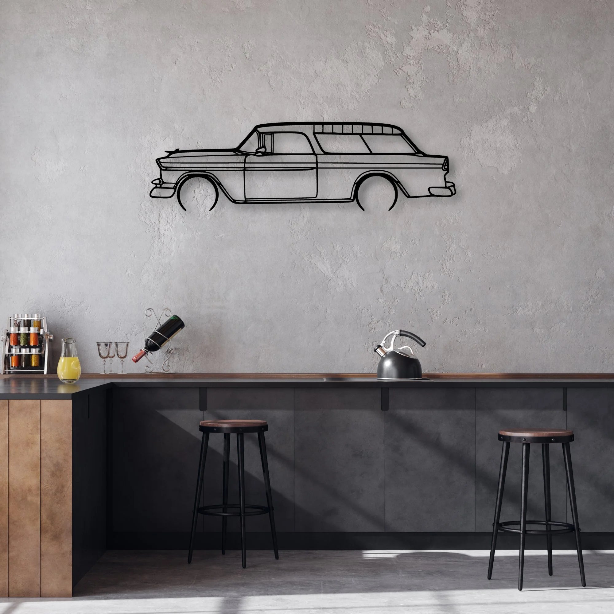 Nomad 1955 Classic Silhouette Metal Wall Art - Automotive Garage Decor