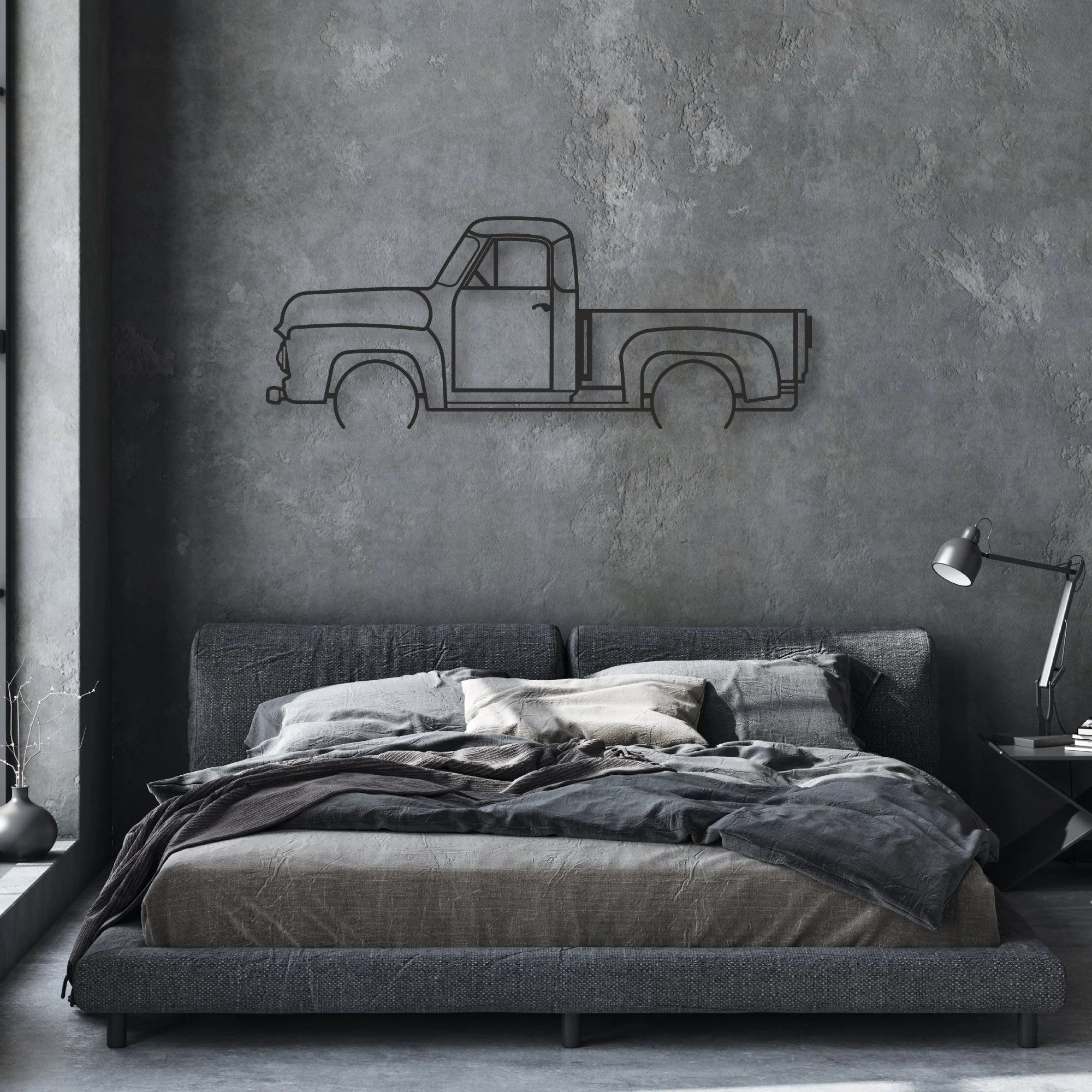 OLD TRUCK Classic Silhouette Metal Wall Art - Automotive Garage Decor