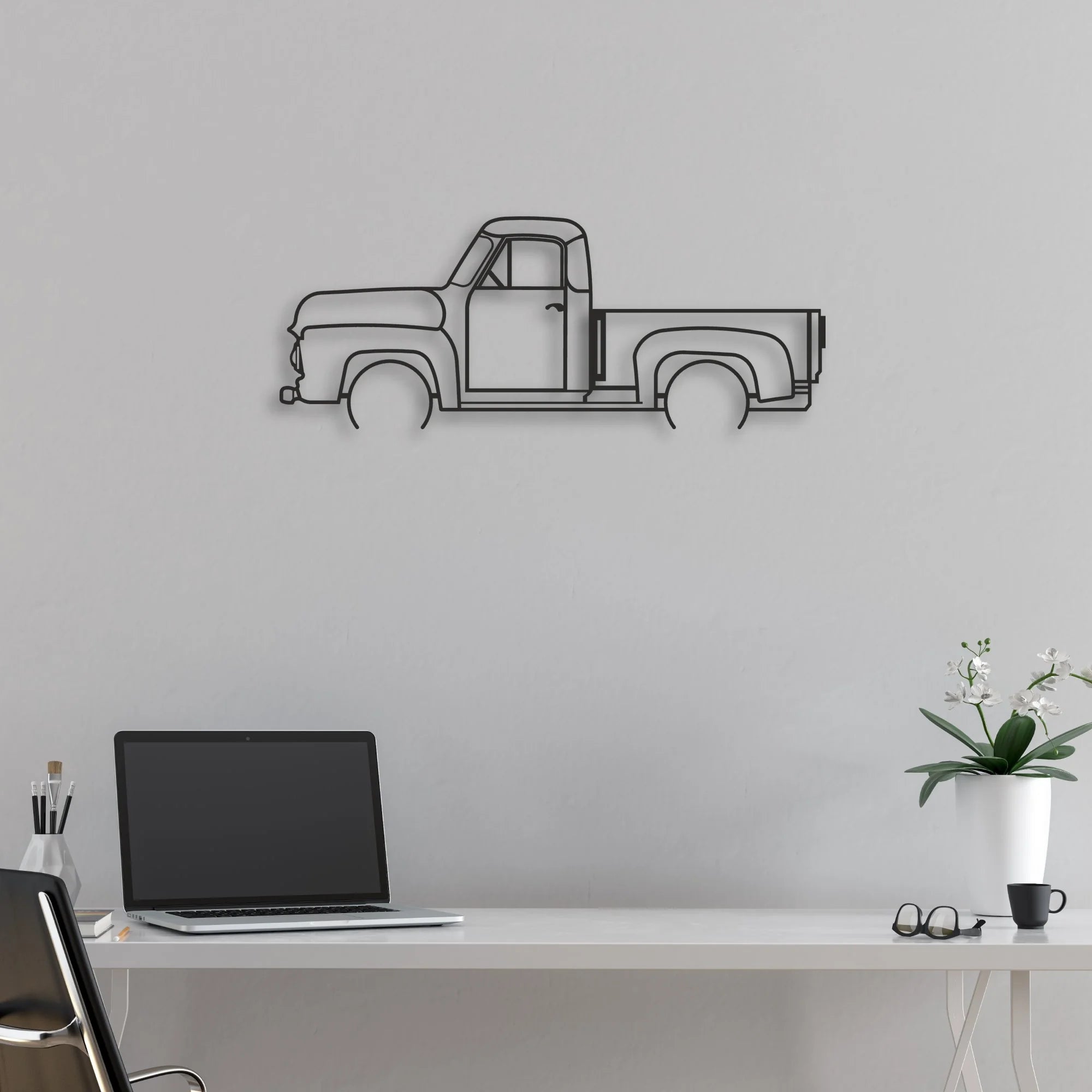 OLD TRUCK Classic Silhouette Metal Wall Art - Automotive Garage Decor
