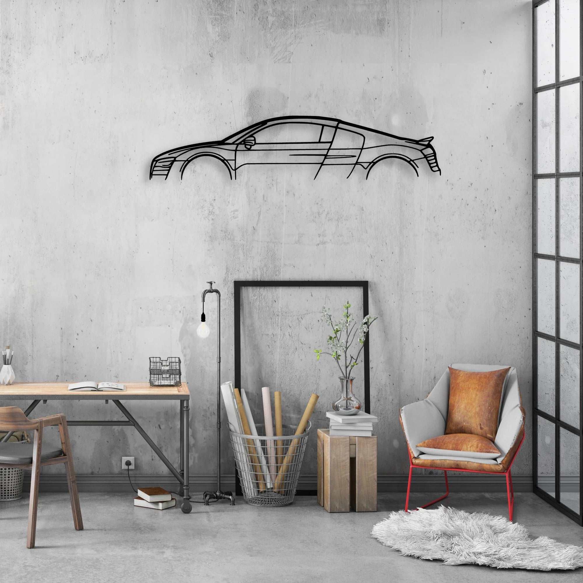 R8 LMX 2015 Classic Silhouette Metal Wall Art - Automotive Garage Decor