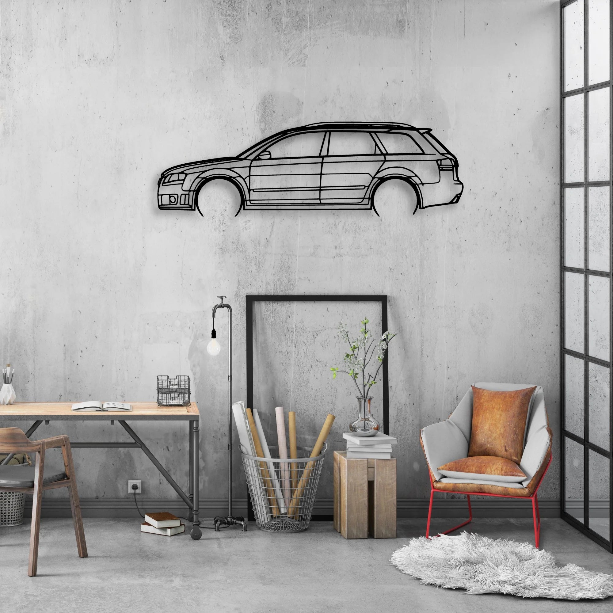 RS4 Avant 2006 Classic Silhouette Metal Wall Art - Automotive Garage Decor