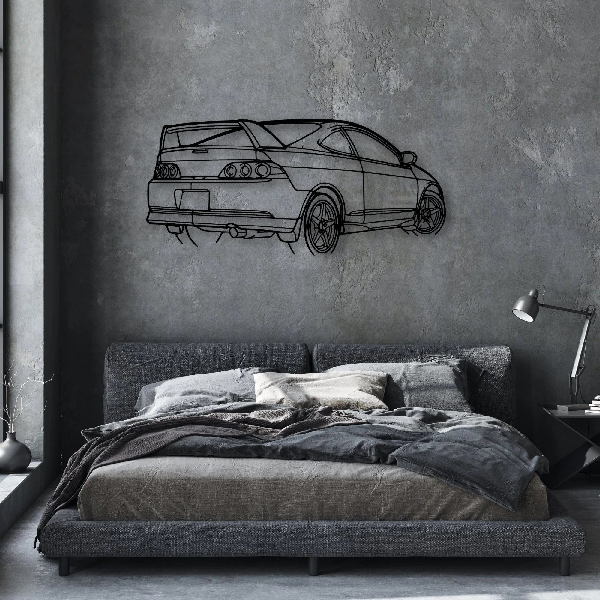 RSX Type S Angle Classic Silhouette Metal Wall Art - Automotive Garage Decor