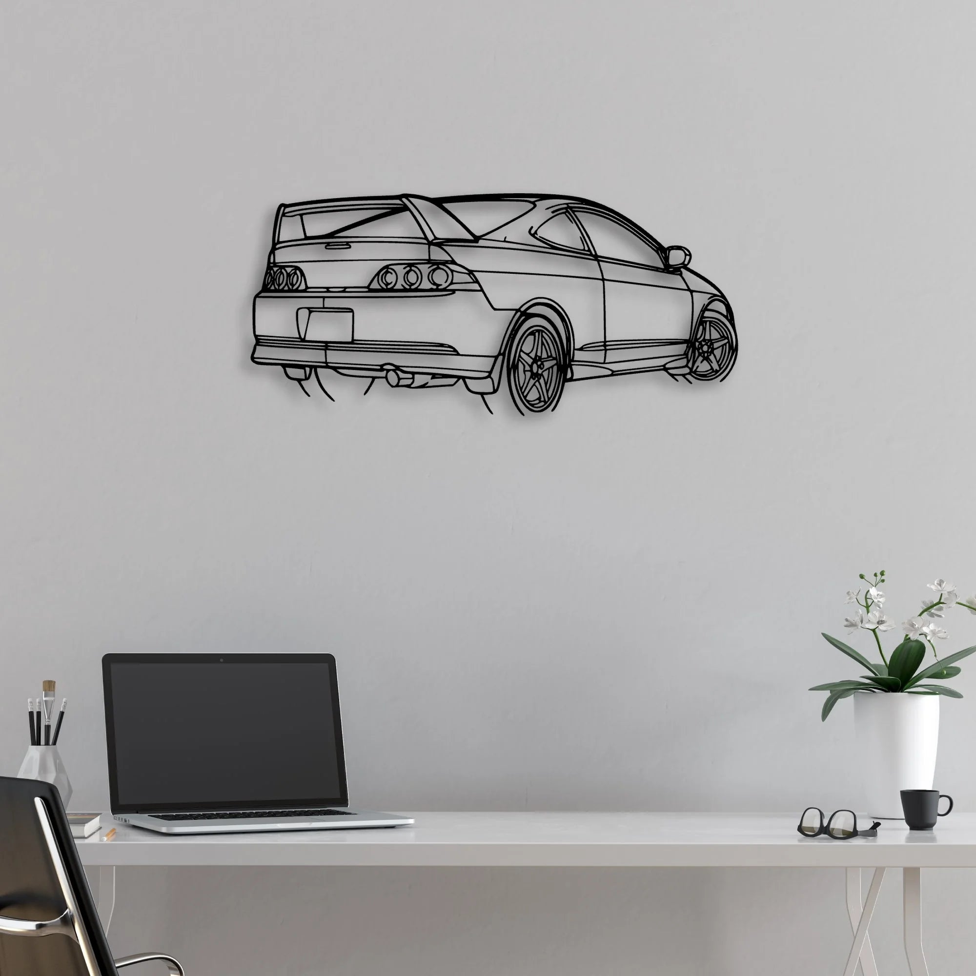 RSX Type S Angle Classic Silhouette Metal Wall Art - Automotive Garage Decor