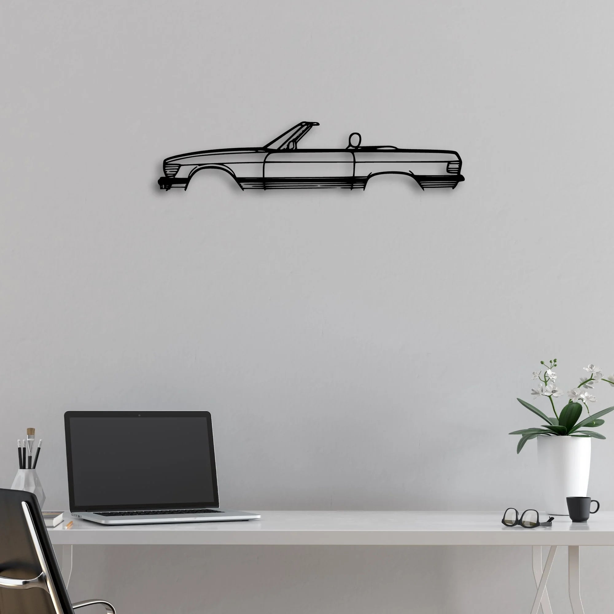 SL 1986 Classic Silhouette Metal Wall Art - Automotive Garage Decor