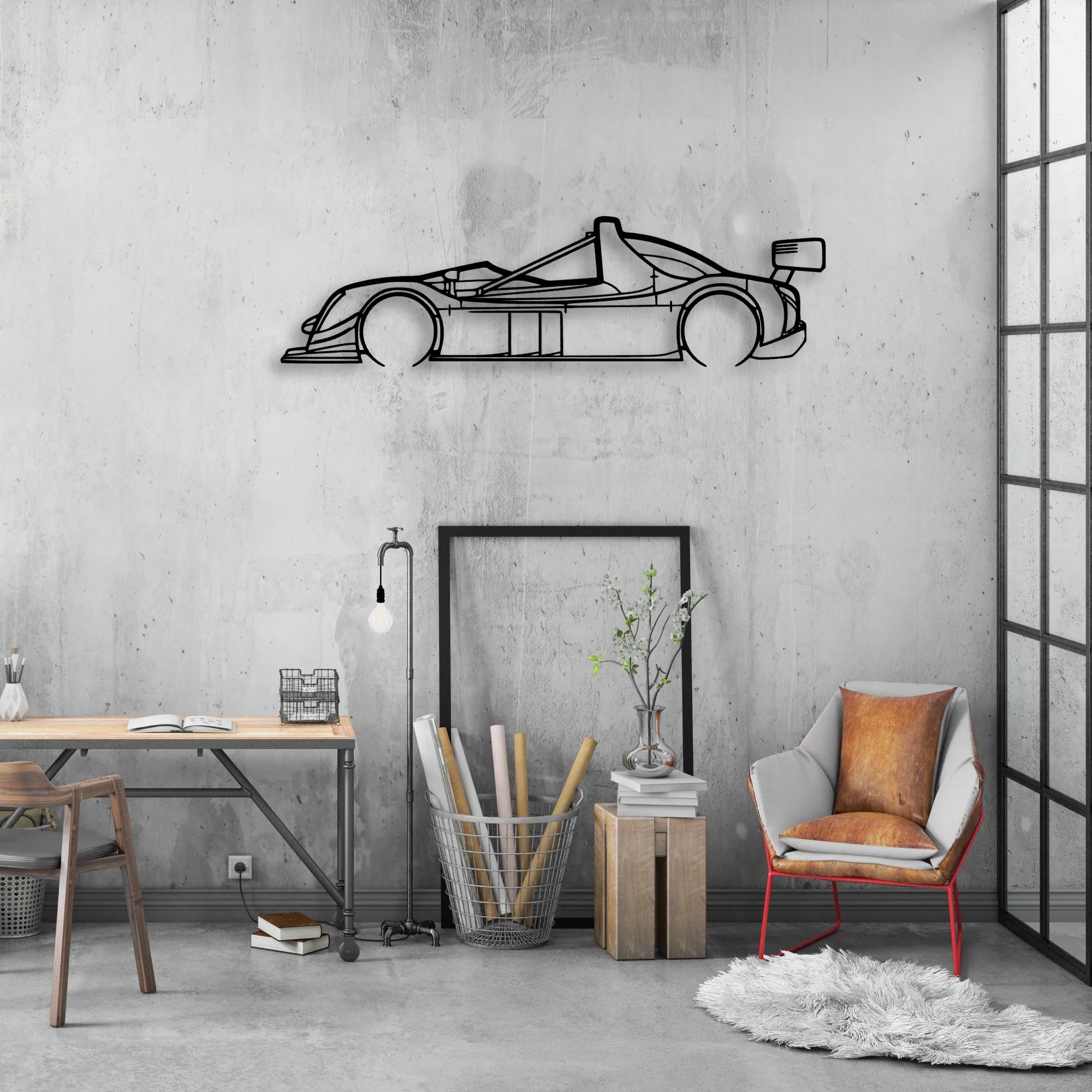 SR8 Classic Silhouette Metal Wall Art - Automotive Garage Decor