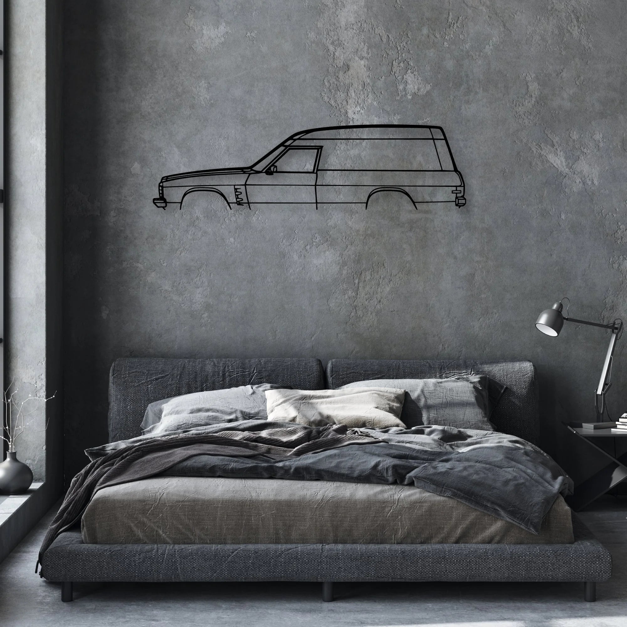 Sandman Panelvan 1975 Classic Silhouette Metal Wall Art - Automotive Garage Decor