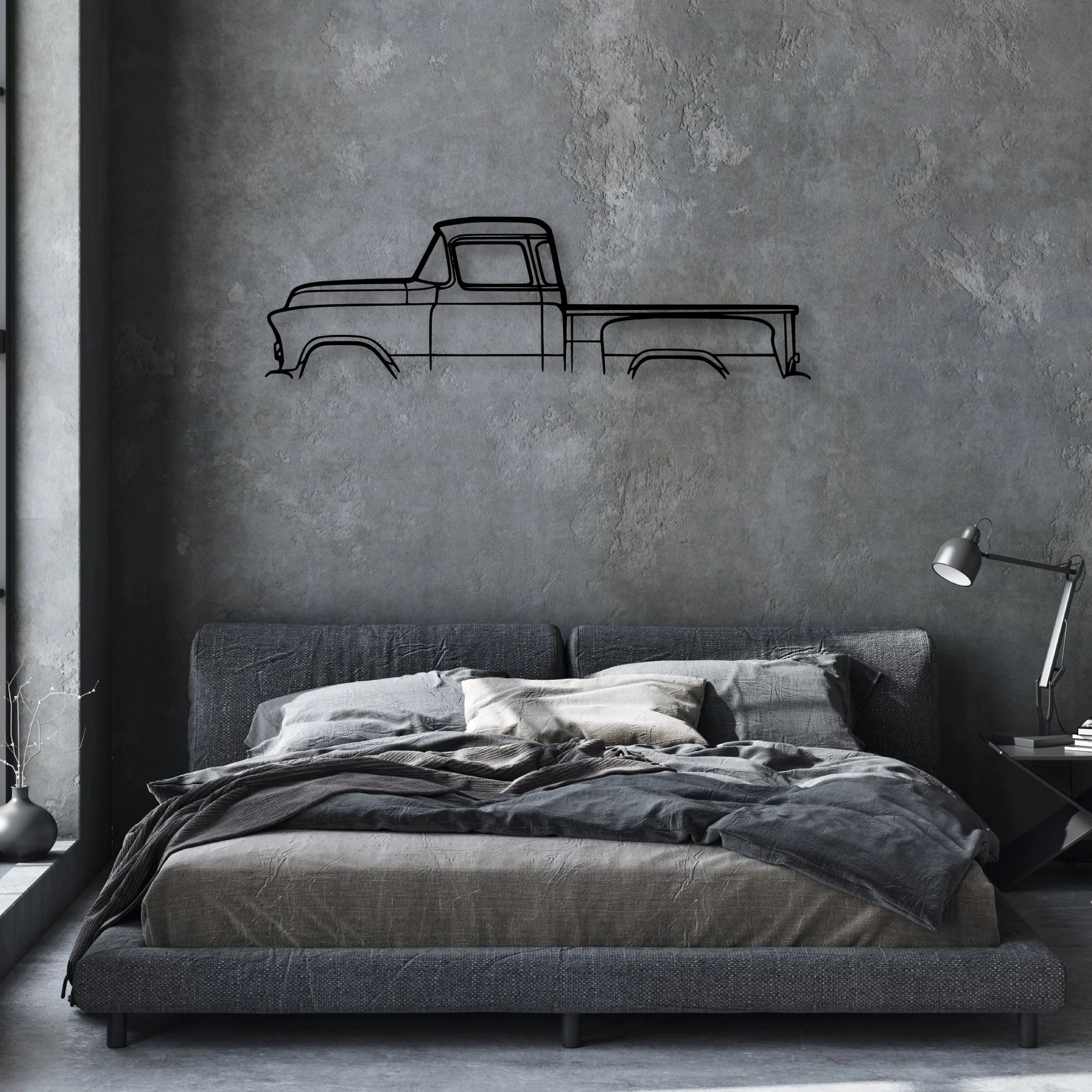 Short bed 3100 1955 Classic Silhouette Metal Wall Art - Automotive Garage Decor
