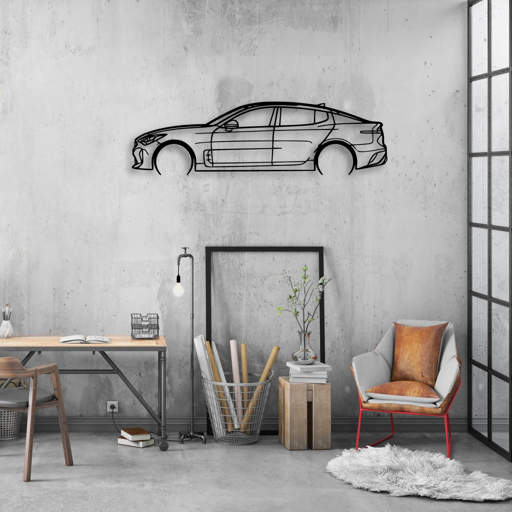 Stinger GTS 2019 Classic Silhouette Metal Wall Art - Automotive Garage Decor