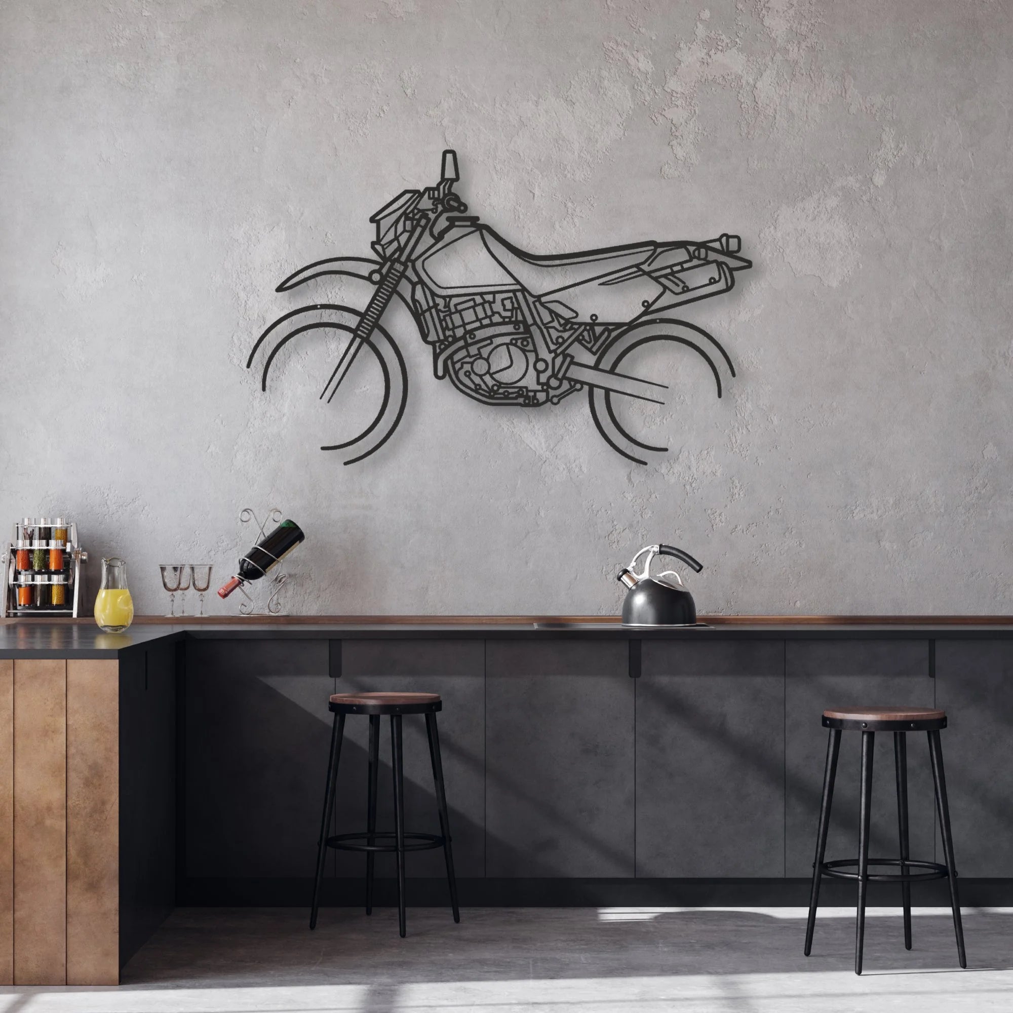Suzuki DR650 Classic Motorcycle Silhouette Metal Wall Art - Moto Garage Decor