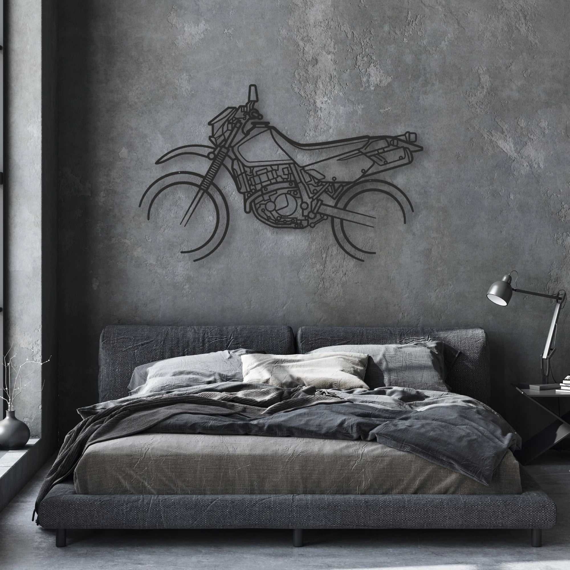 Suzuki DR650 Classic Motorcycle Silhouette Metal Wall Art - Moto Garage Decor