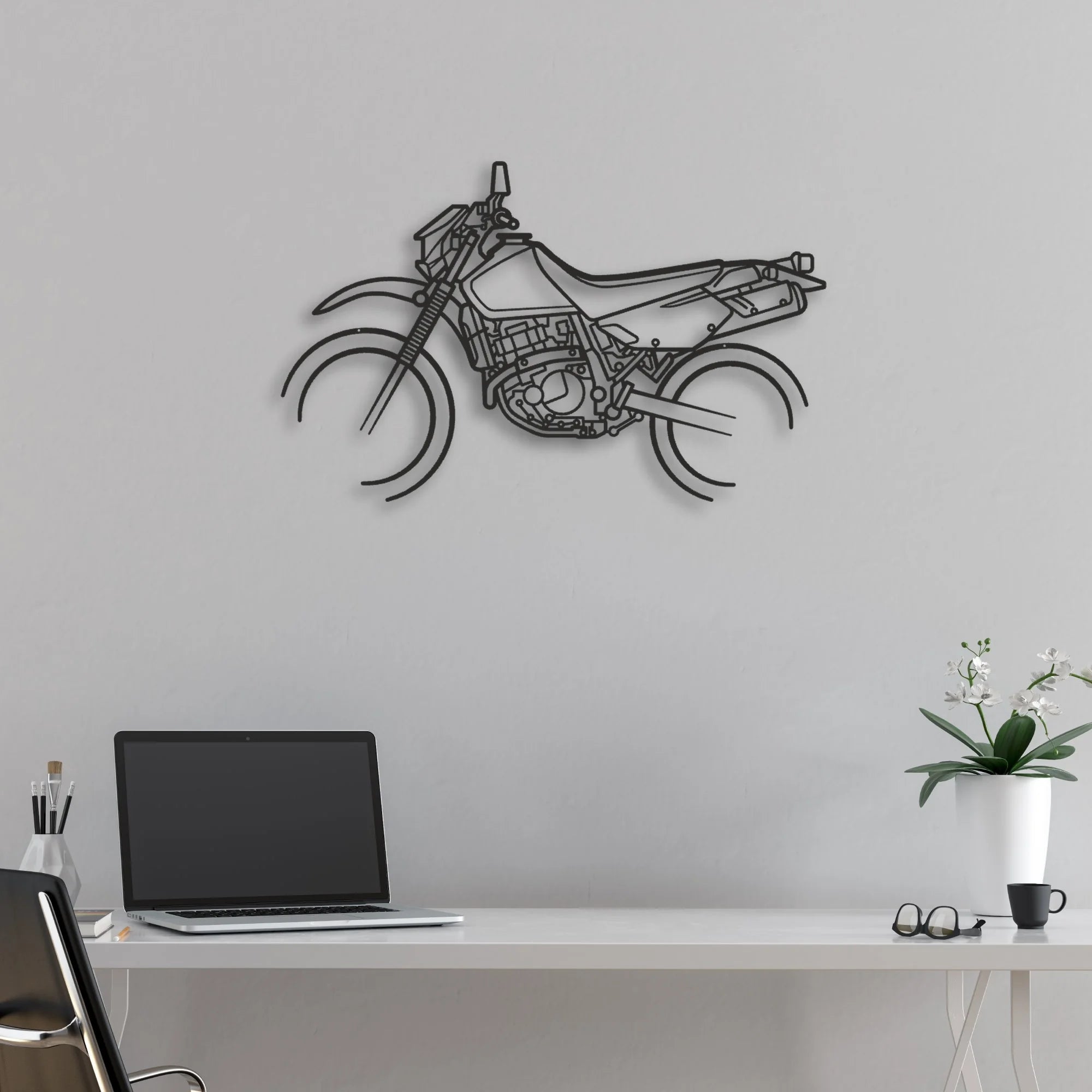 Suzuki DR650 Classic Motorcycle Silhouette Metal Wall Art - Moto Garage Decor