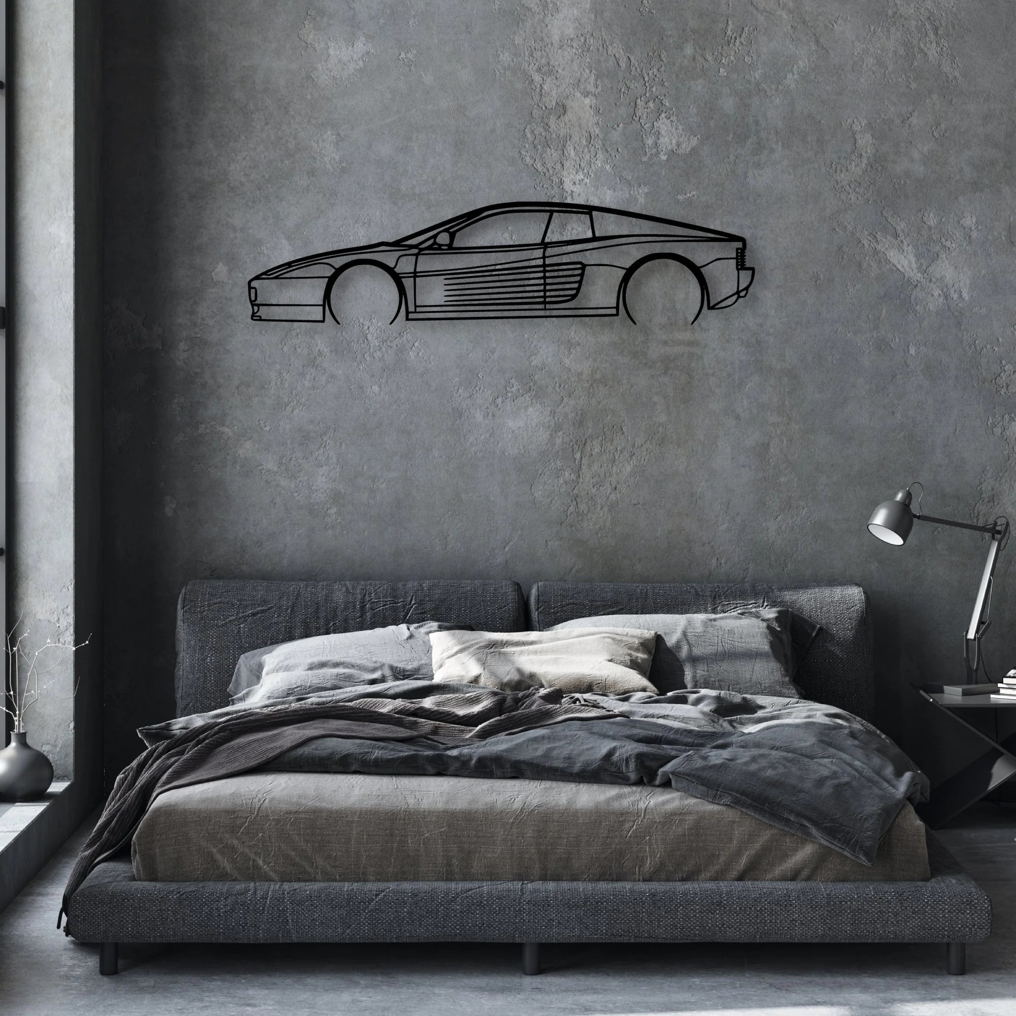 Testarossa 2 Classic Silhouette Metal Wall Art - Automotive Garage Decor