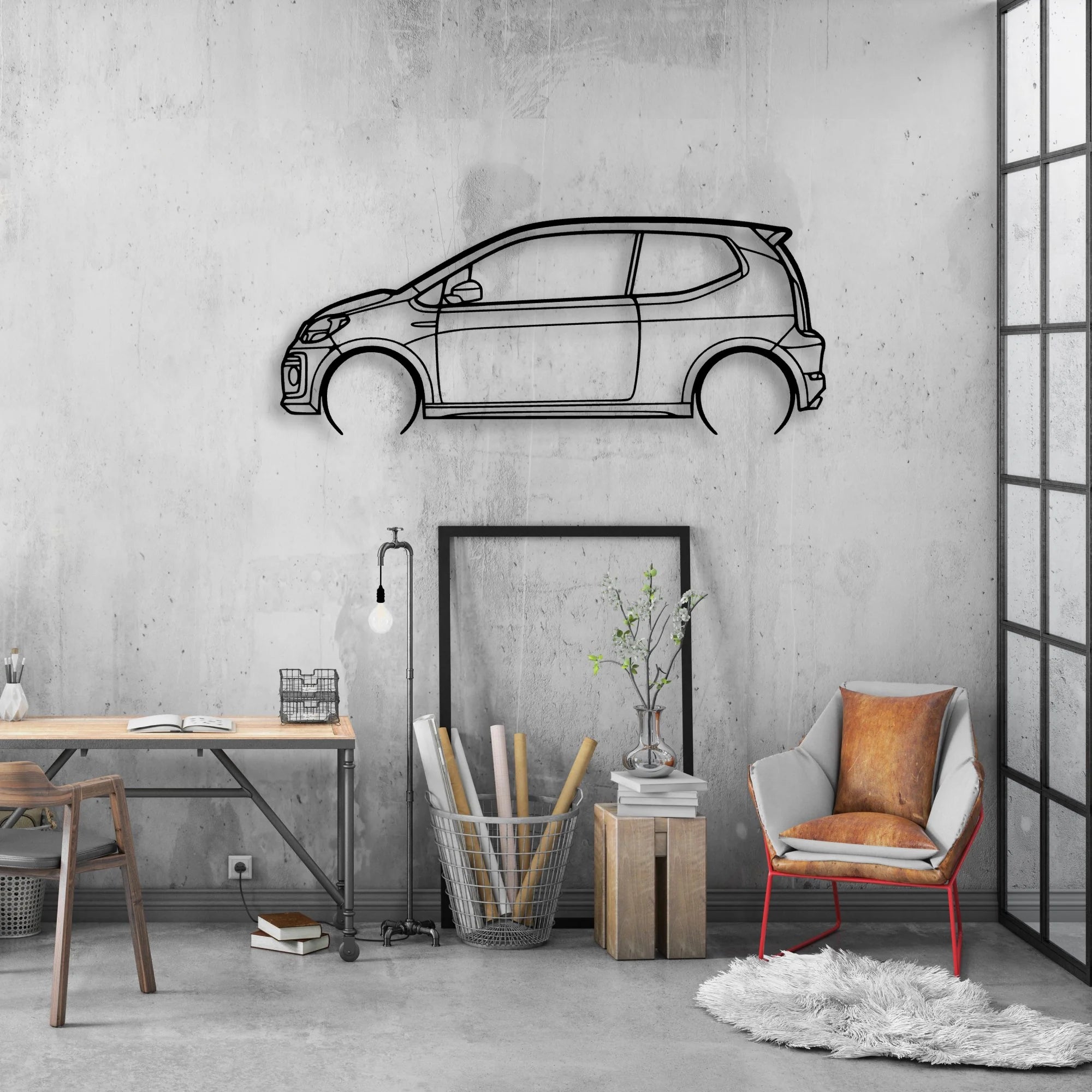 Up GTI 2019 Classic Silhouette Metal Wall Art - Automotive Garage Decor
