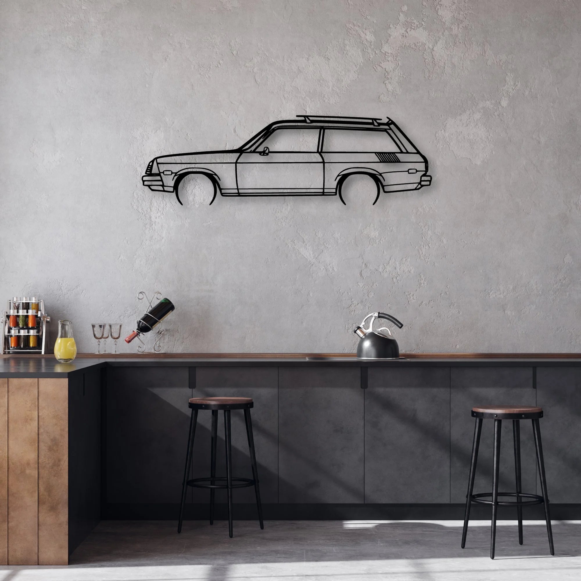 Vega Estate Wagon 1976 Classic Silhouette Metal Wall Art - Automotive Garage Decor