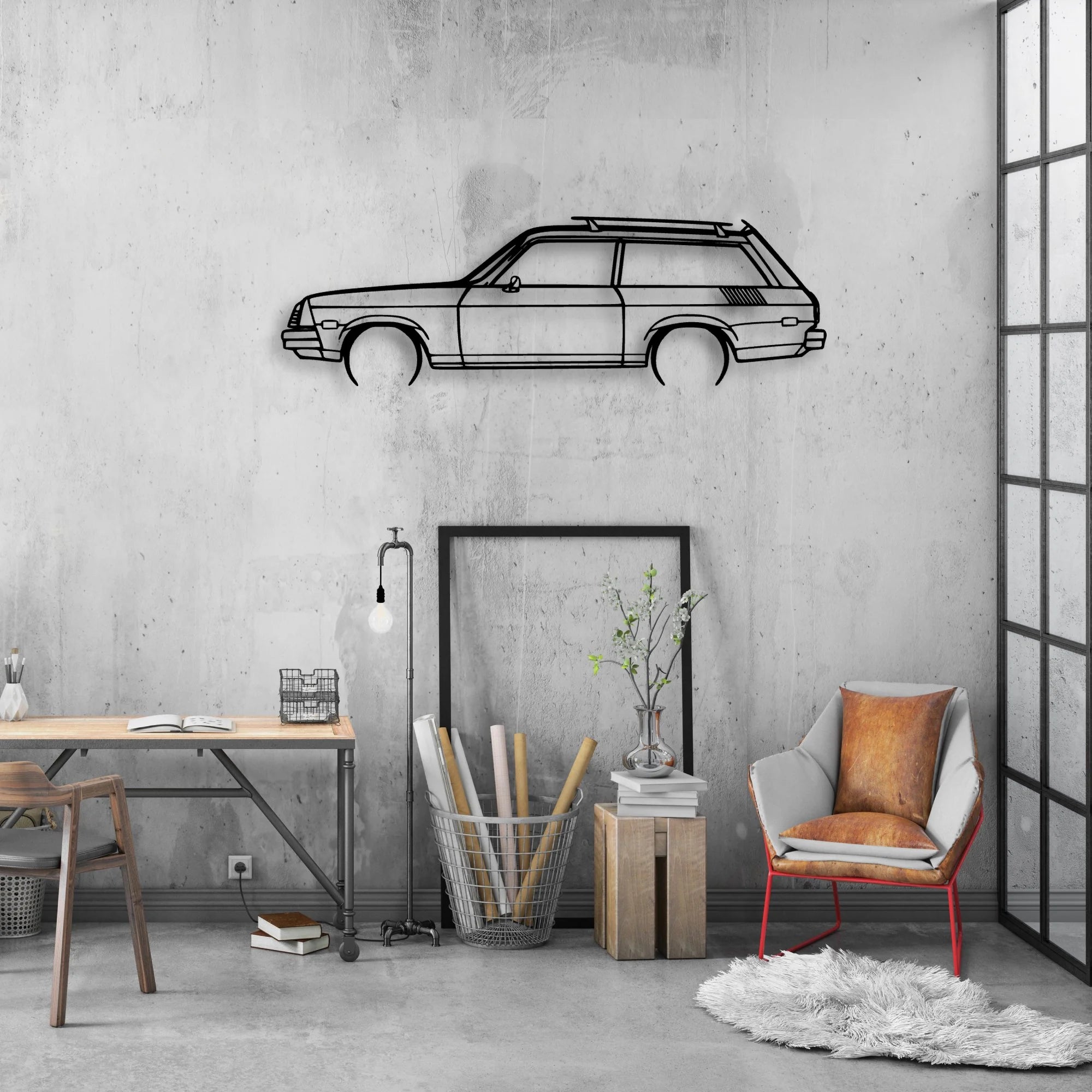 Vega Estate Wagon 1976 Classic Silhouette Metal Wall Art - Automotive Garage Decor