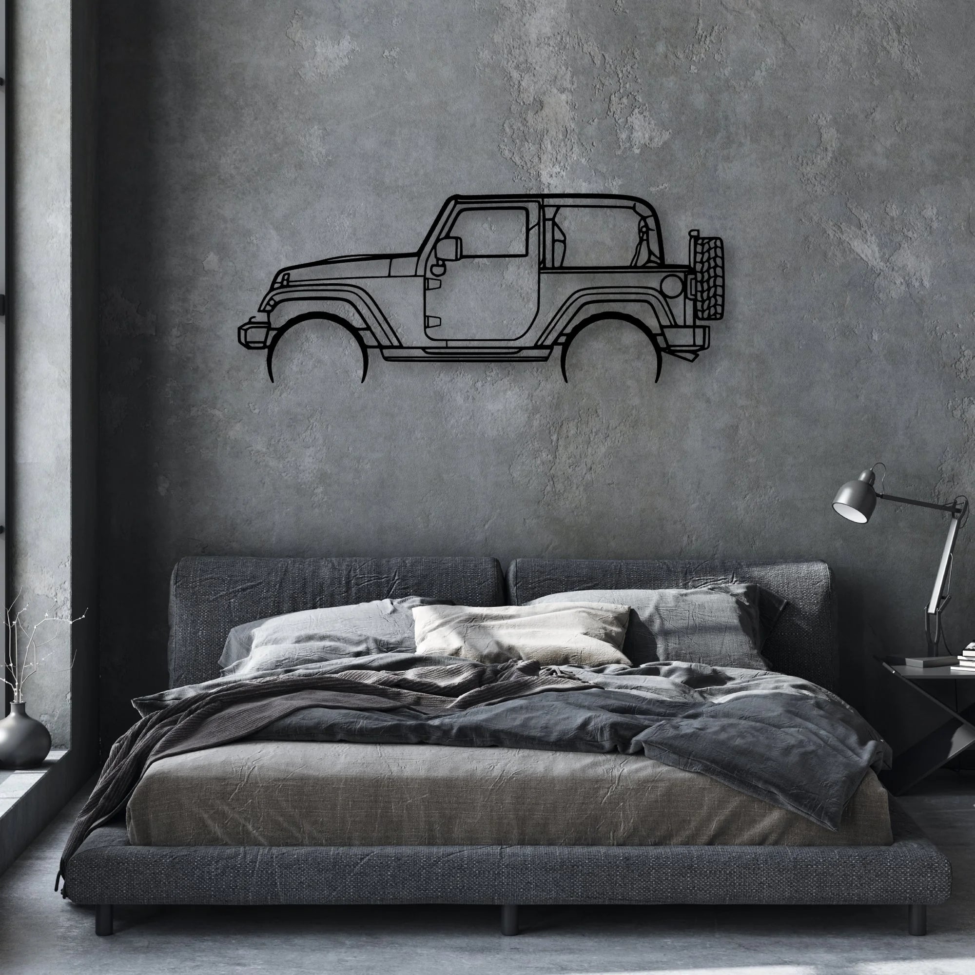 Wrangler 2 Door Classic Silhouette Metal Wall Art - Automotive Garage Decor