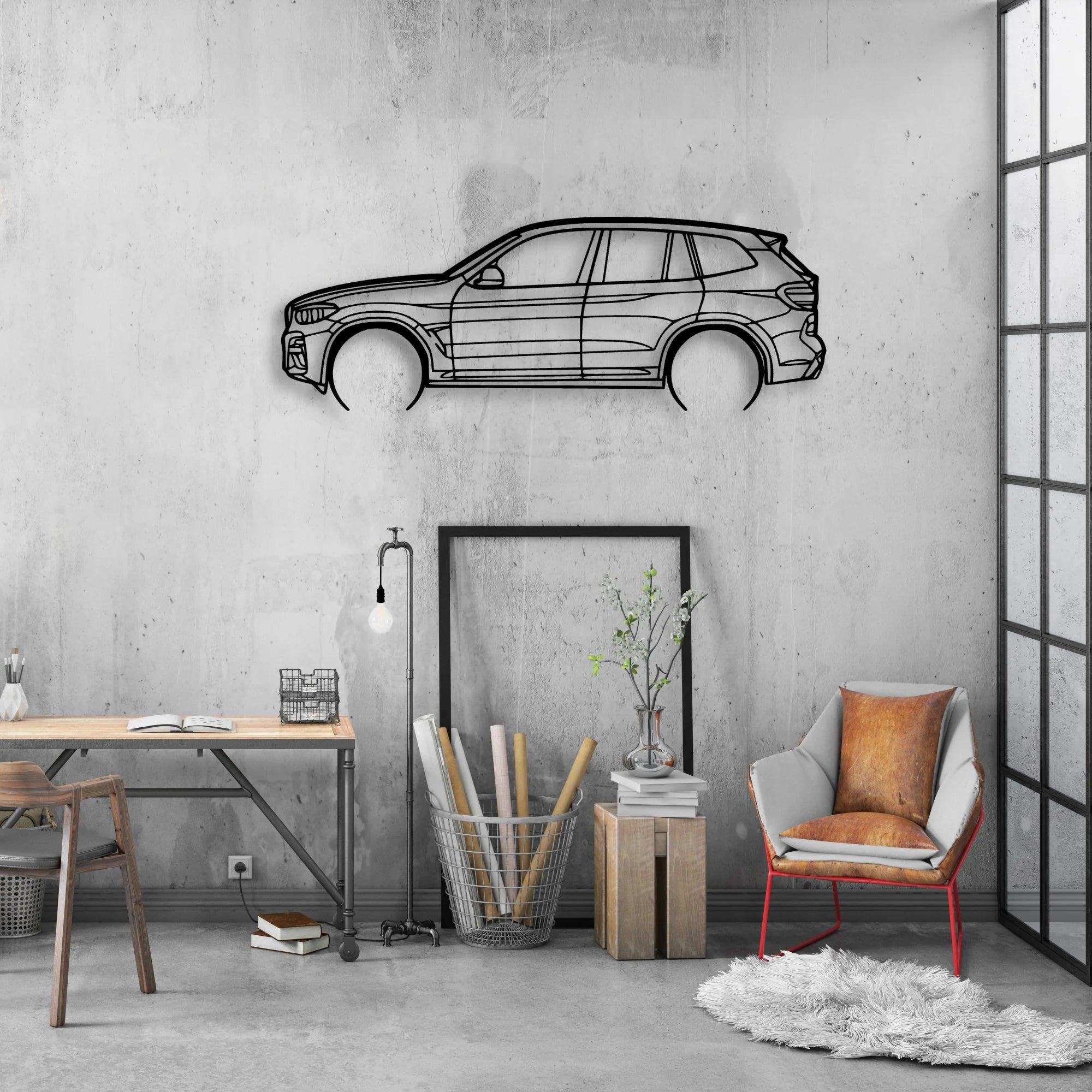 X3 M40i Classic Silhouette Metal Wall Art - Automotive Garage Decor