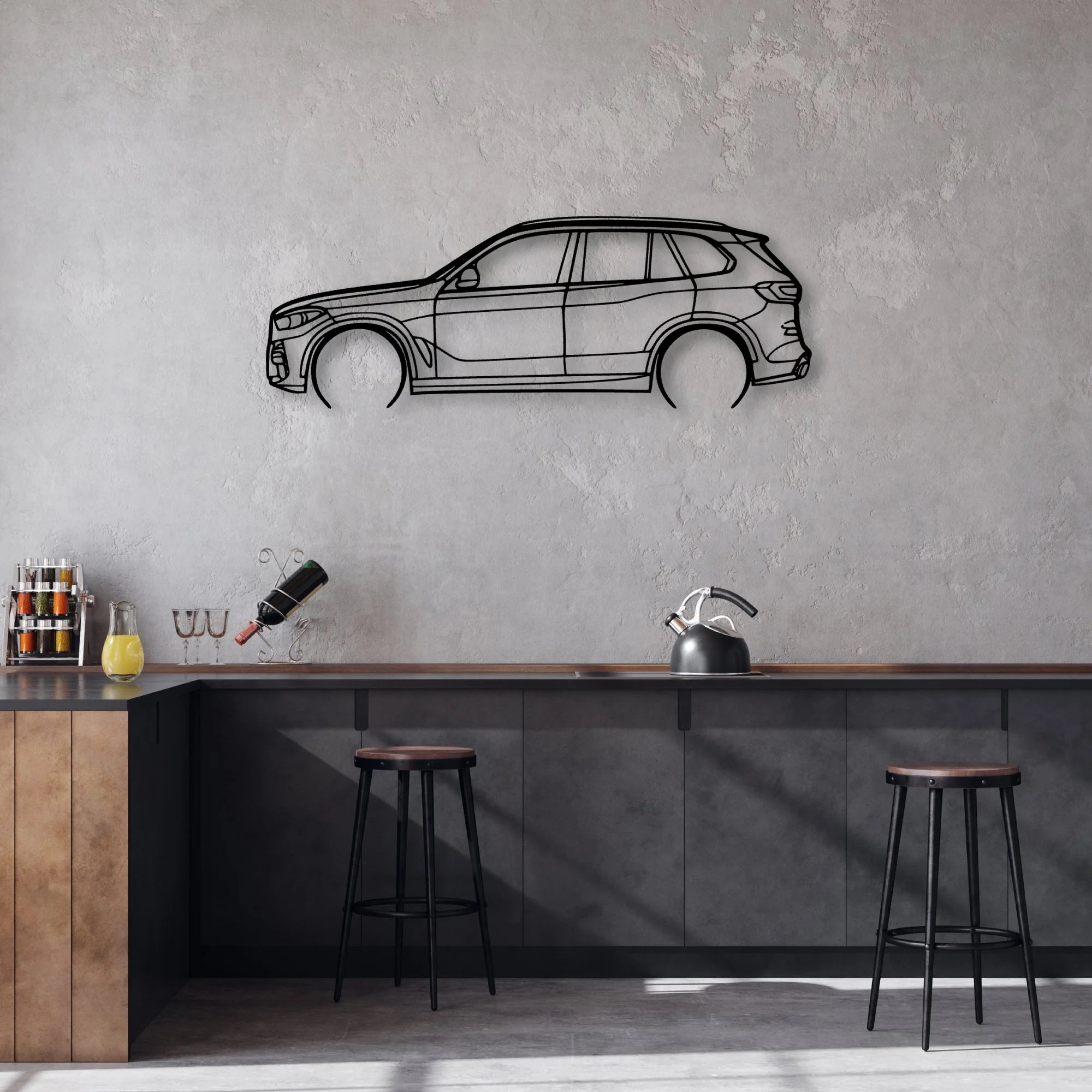 X5 G05 2 Classic Silhouette Metal Wall Art - Automotive Garage Decor