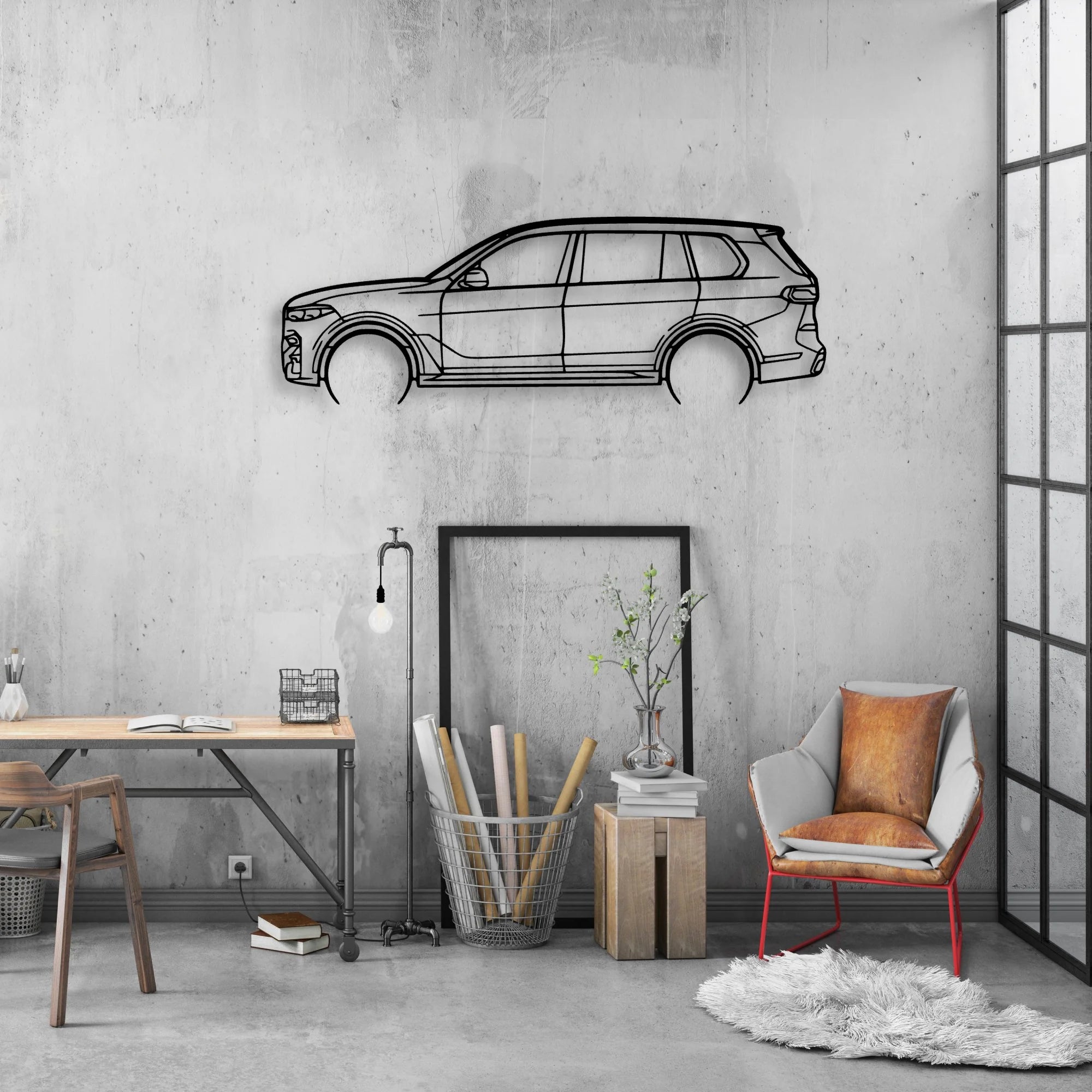 X7 2020 Classic Silhouette Metal Wall Art - Automotive Garage Decor