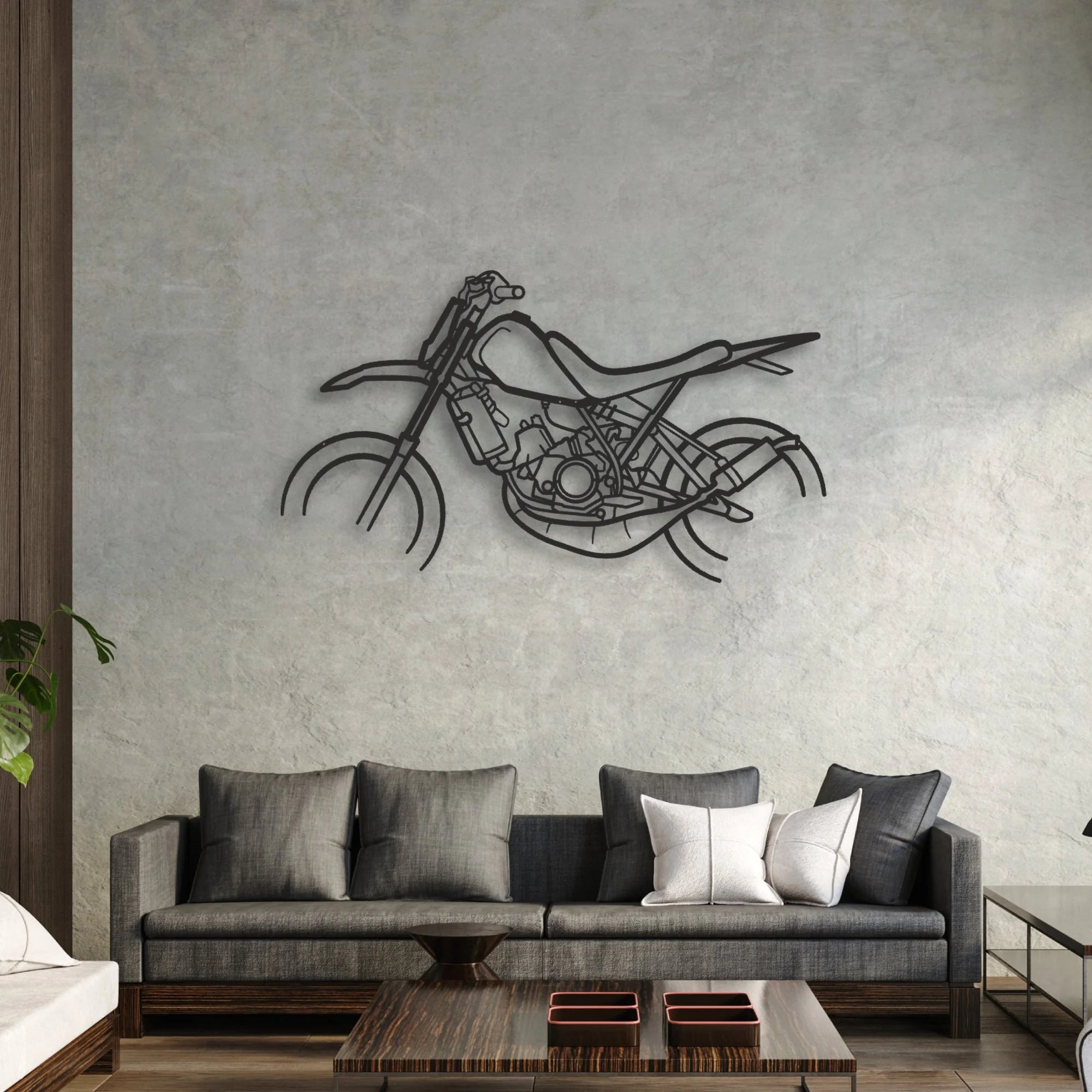 Yamaha DT50 Classic Motorcycle Silhouette Metal Wall Art - Moto Garage Decor