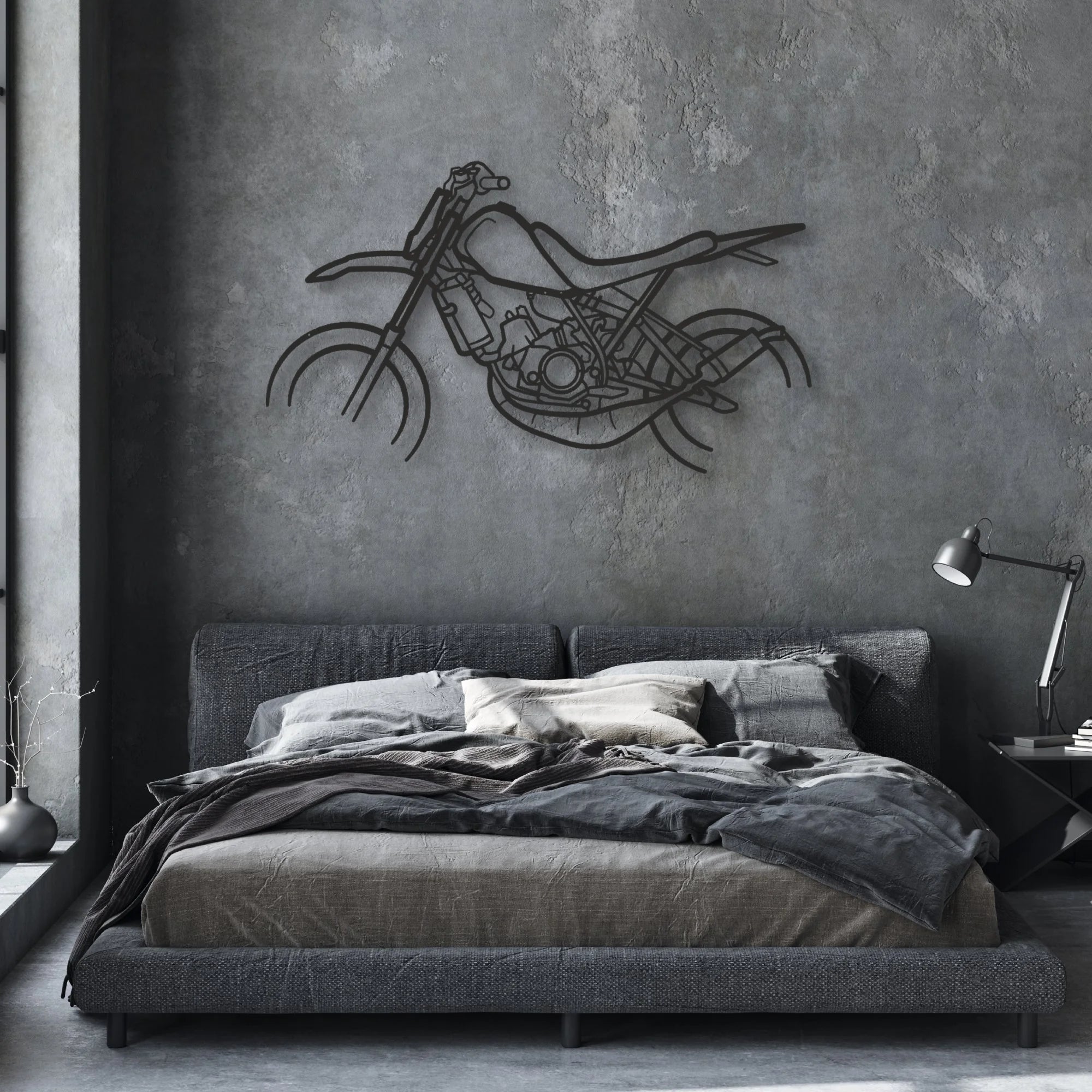 Yamaha DT50 Classic Motorcycle Silhouette Metal Wall Art - Moto Garage Decor