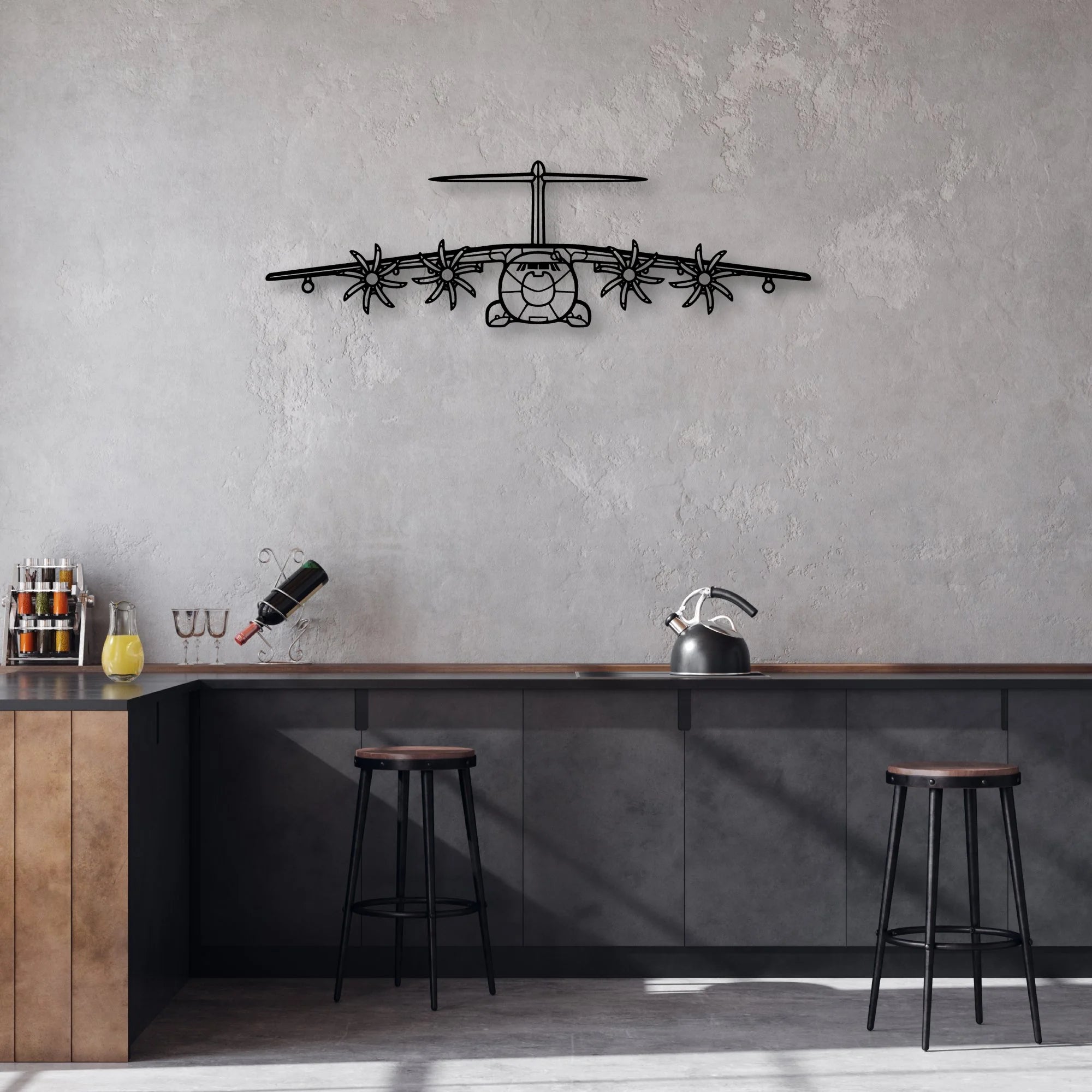 A400M Atlas 2 Classic Aircraft Silhouette Metal Wall Art - Aviation Hangar Decor