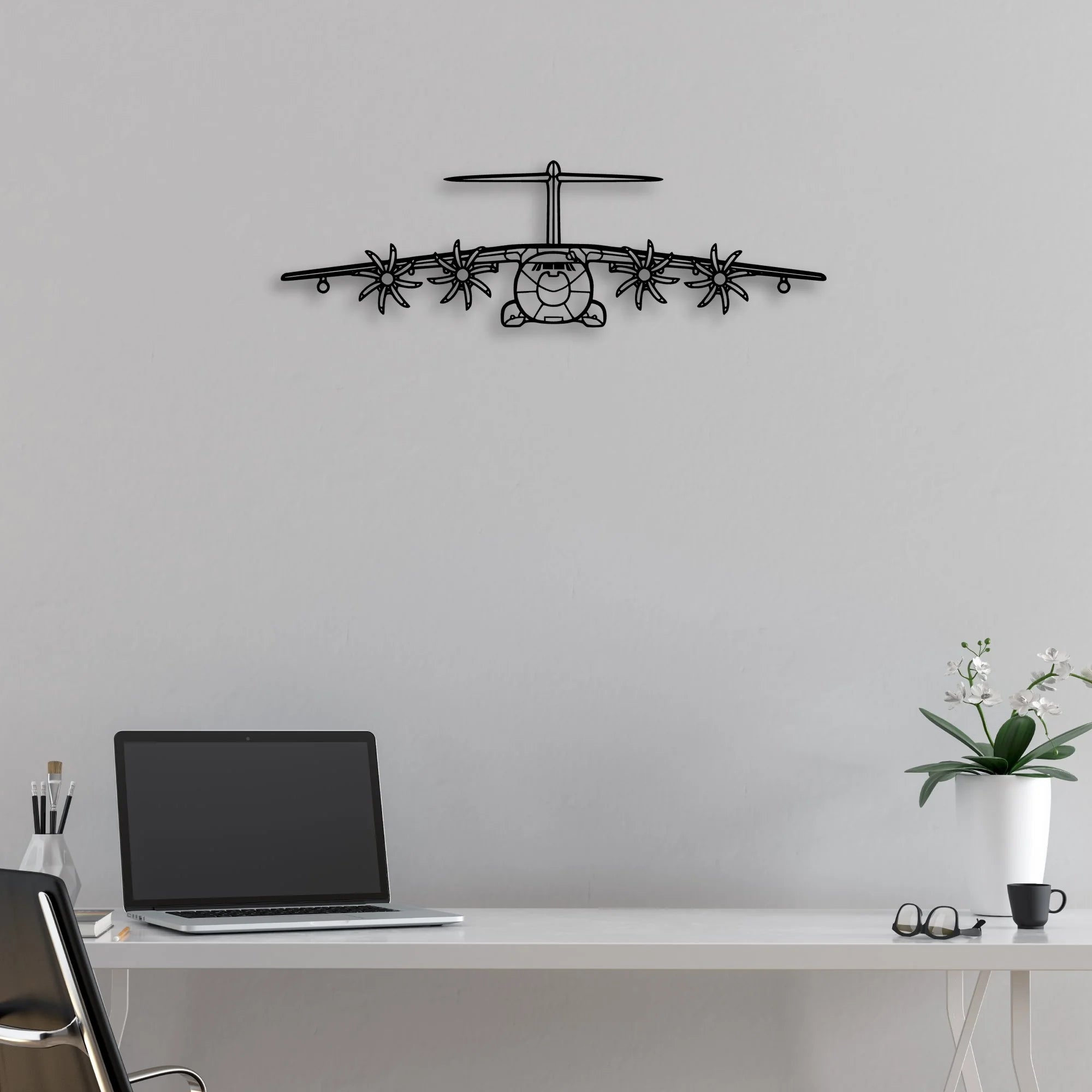 A400M Atlas 2 Classic Aircraft Silhouette Metal Wall Art - Aviation Hangar Decor