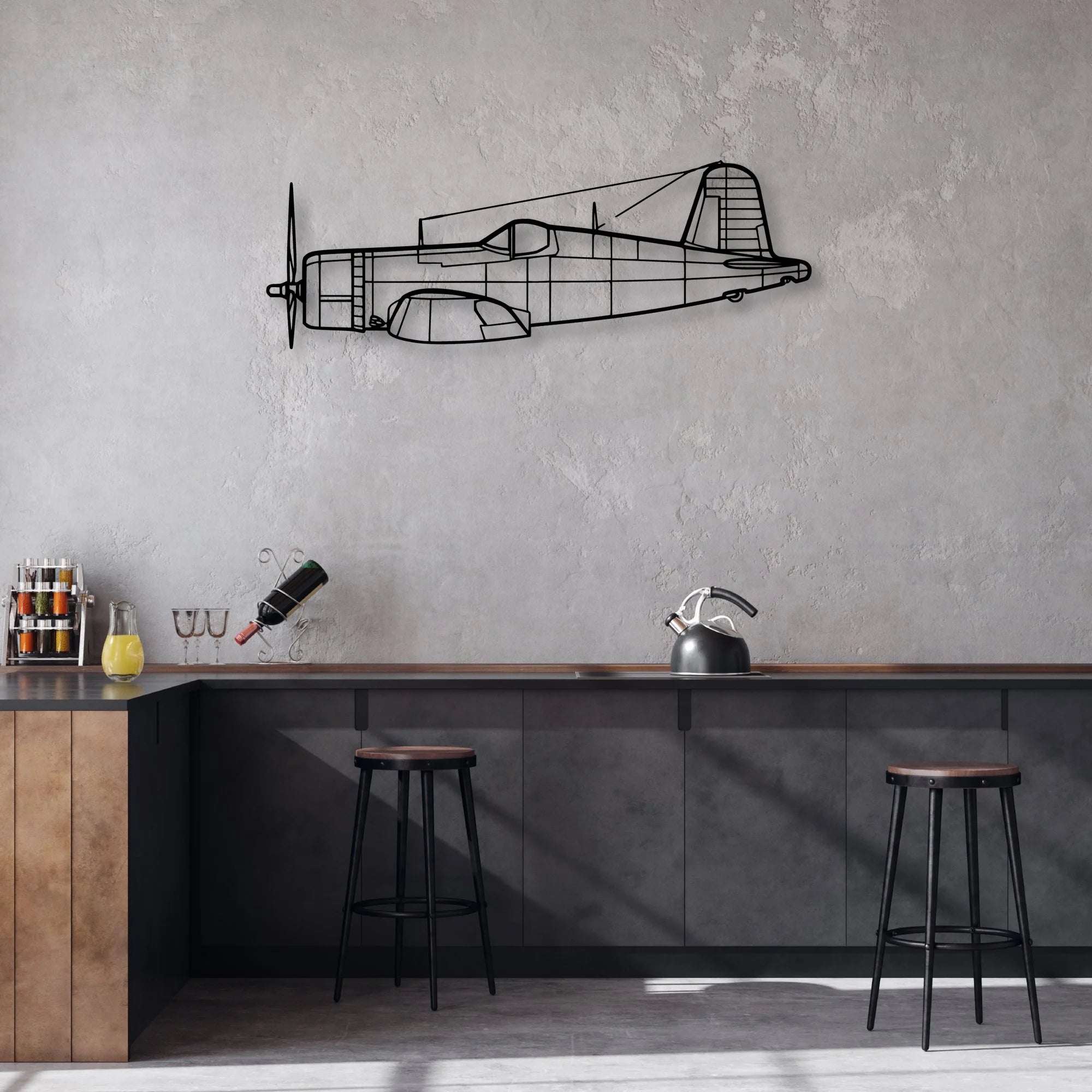 A6M2 Zero Classic Aircraft Silhouette Metal Wall Art - Aviation Hangar Decor