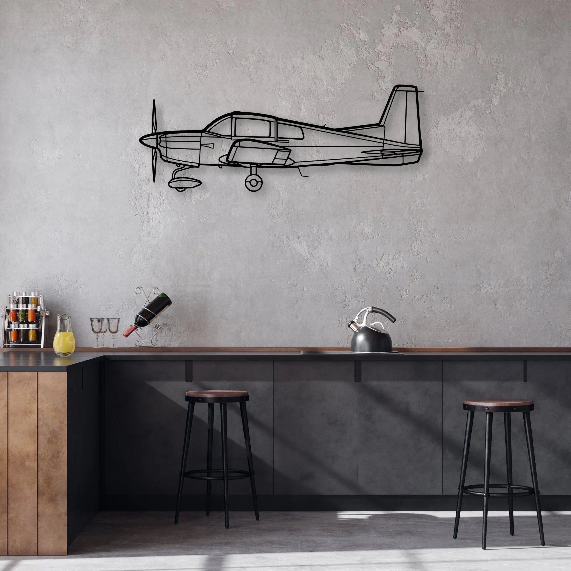 AA-5 Classic Aircraft Silhouette Metal Wall Art - Aviation Hangar Decor