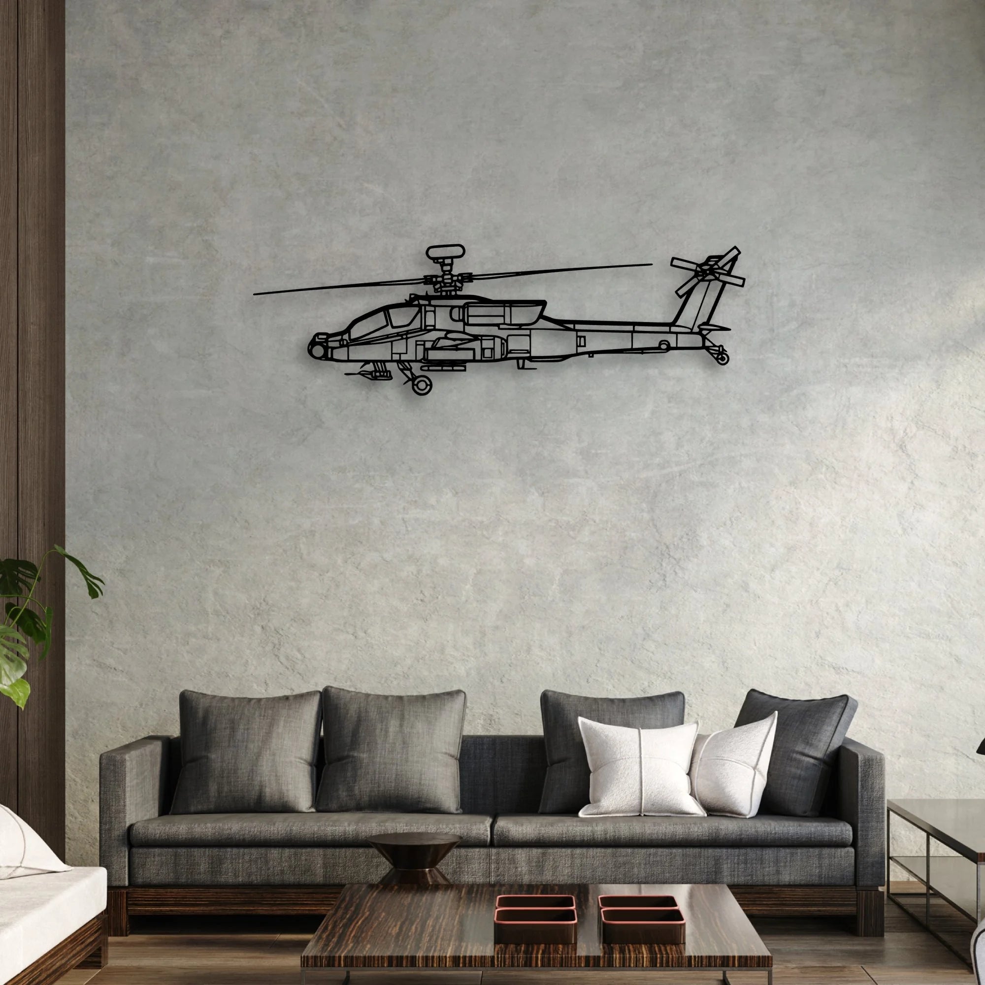 AH-64D Apache 2 Classic Aircraft Silhouette Metal Wall Art - Aviation Hangar Decor
