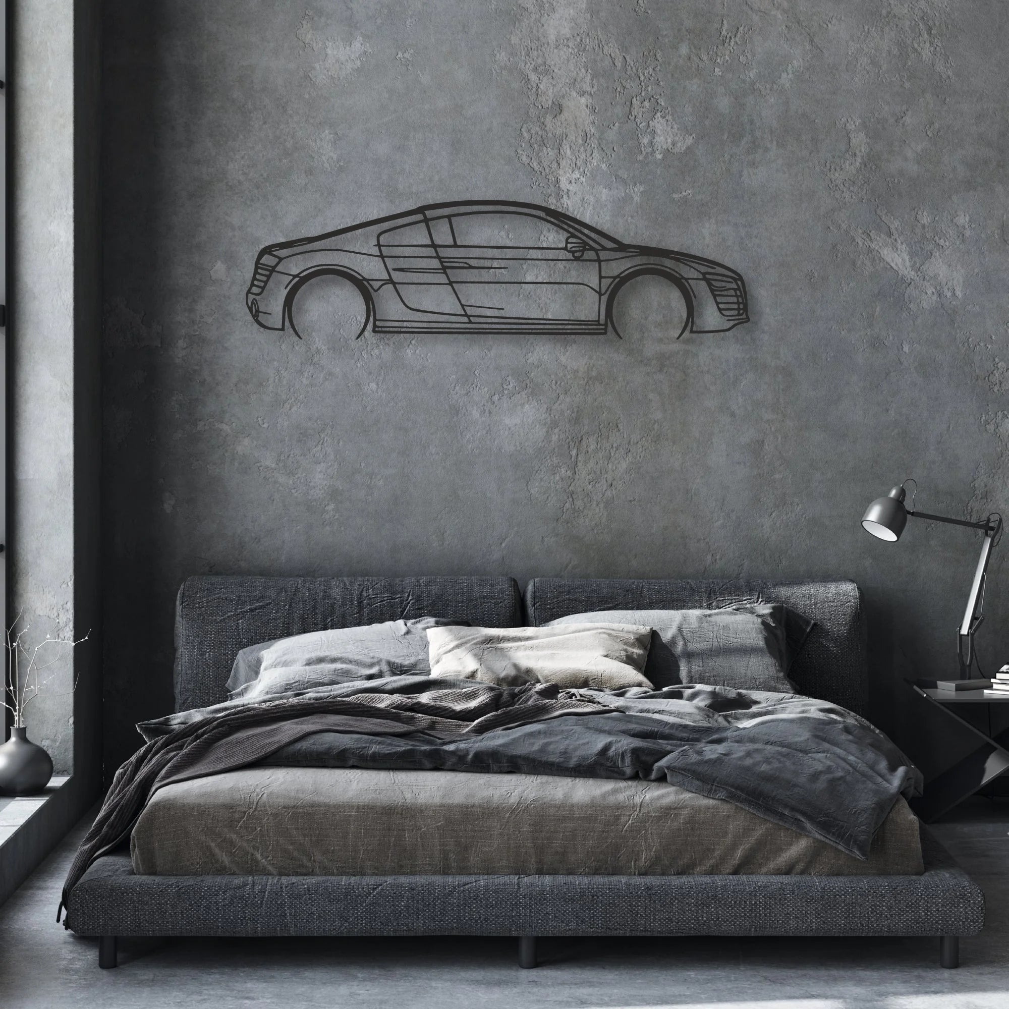 audi r8 v10 Classic Silhouette Metal Wall Art - Automotive Garage Decor