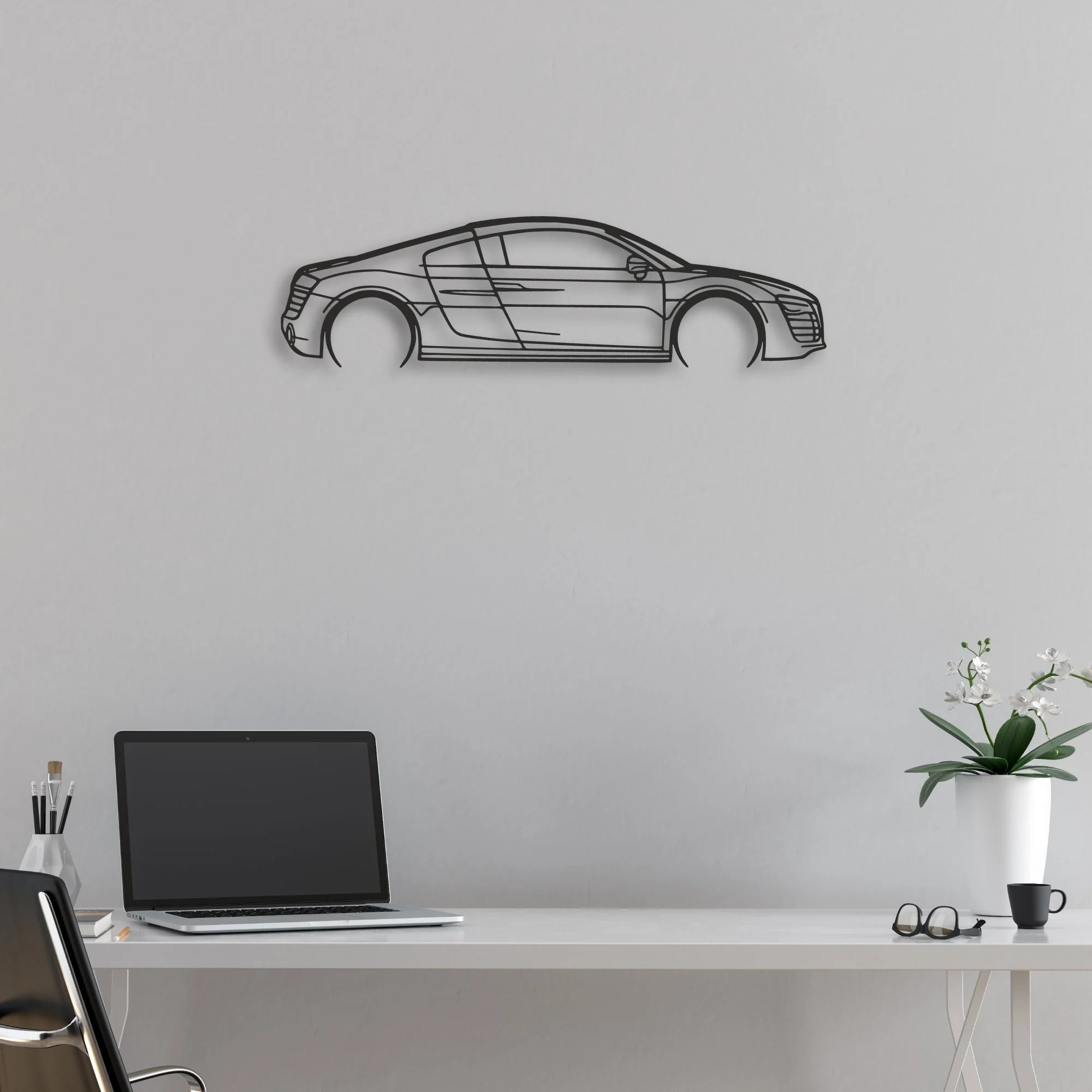 audi r8 v10 Classic Silhouette Metal Wall Art - Automotive Garage Decor