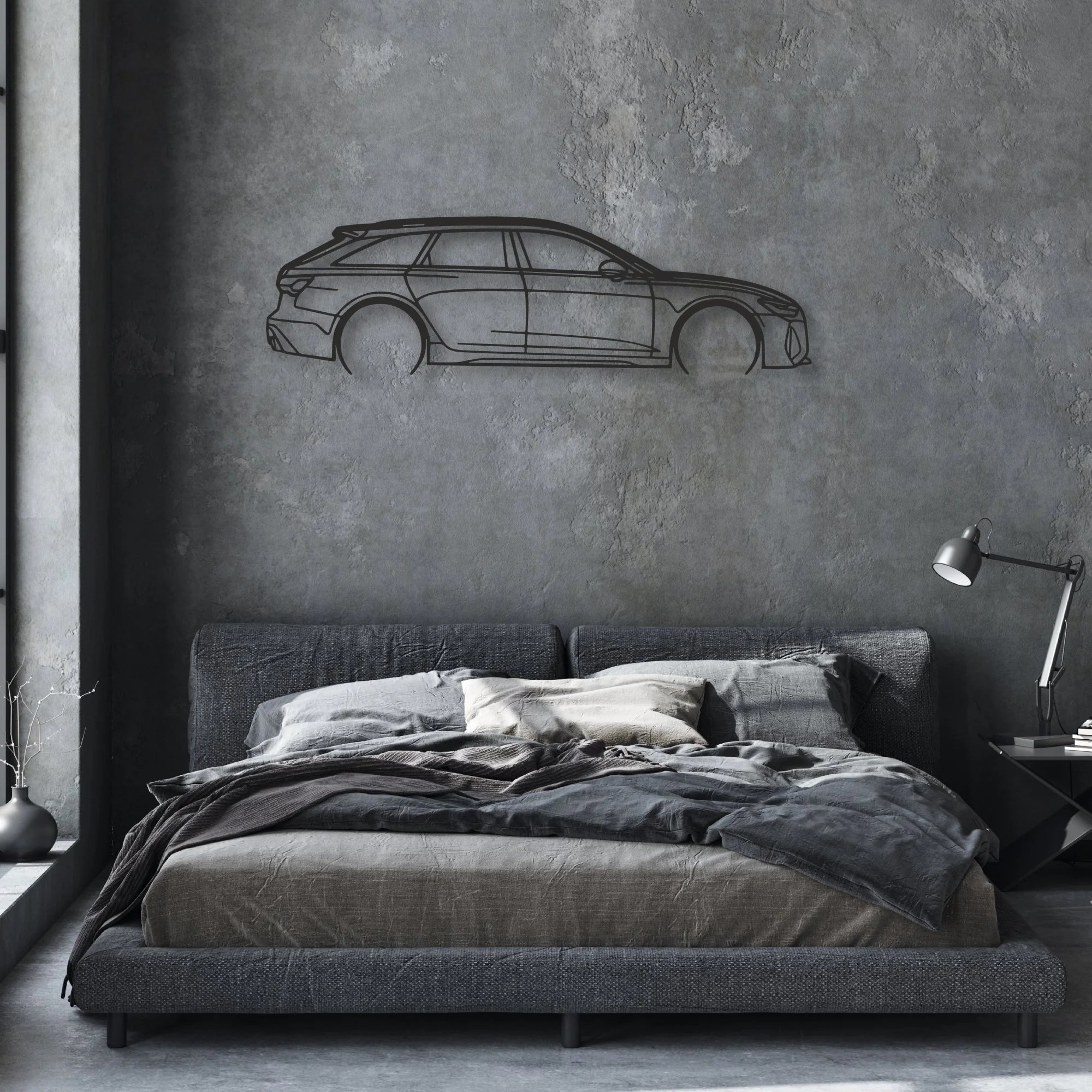 audi rs6 Classic Silhouette Metal Wall Art - Automotive Garage Decor