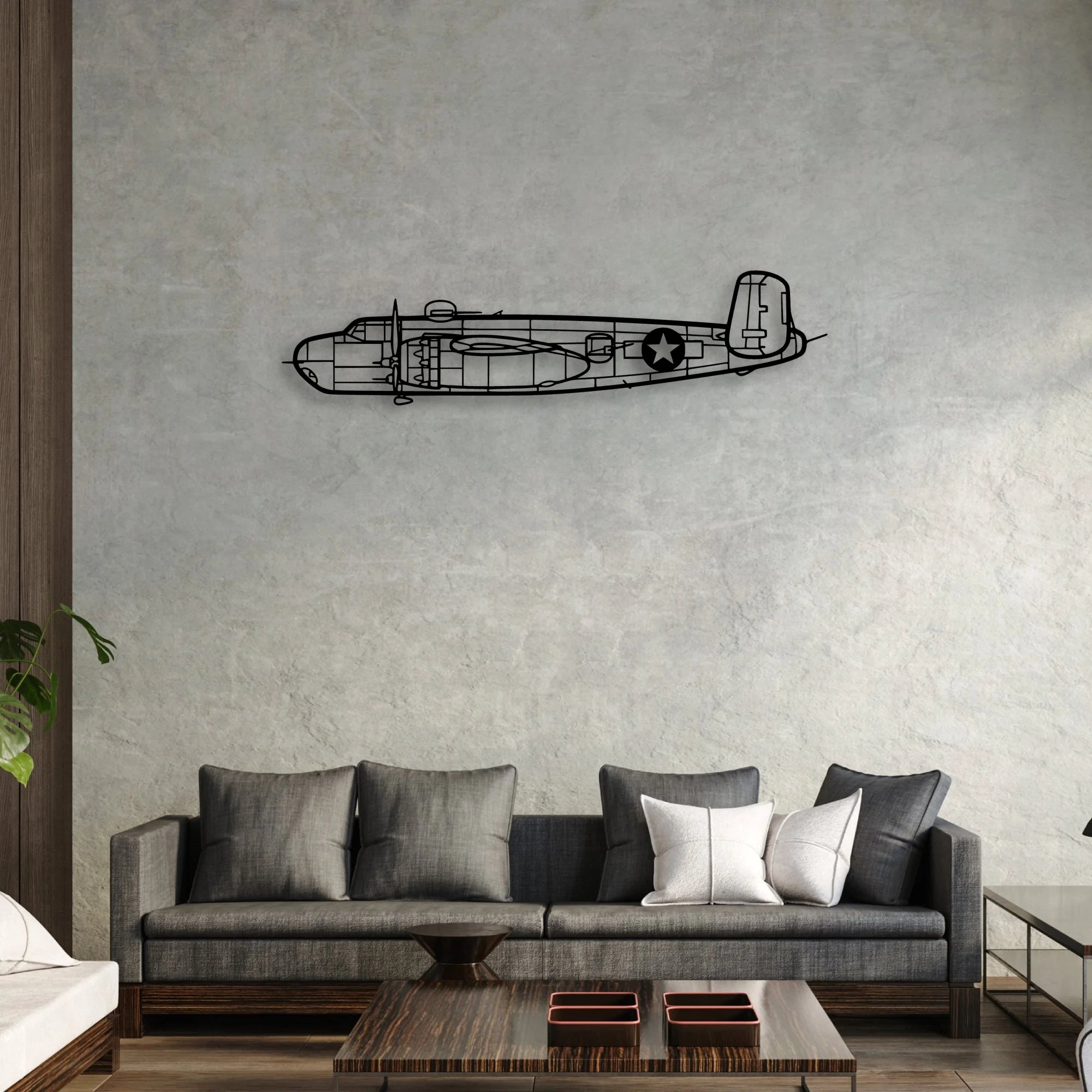 B-25H 2 Classic Aircraft Silhouette Metal Wall Art - Aviation Hangar Decor