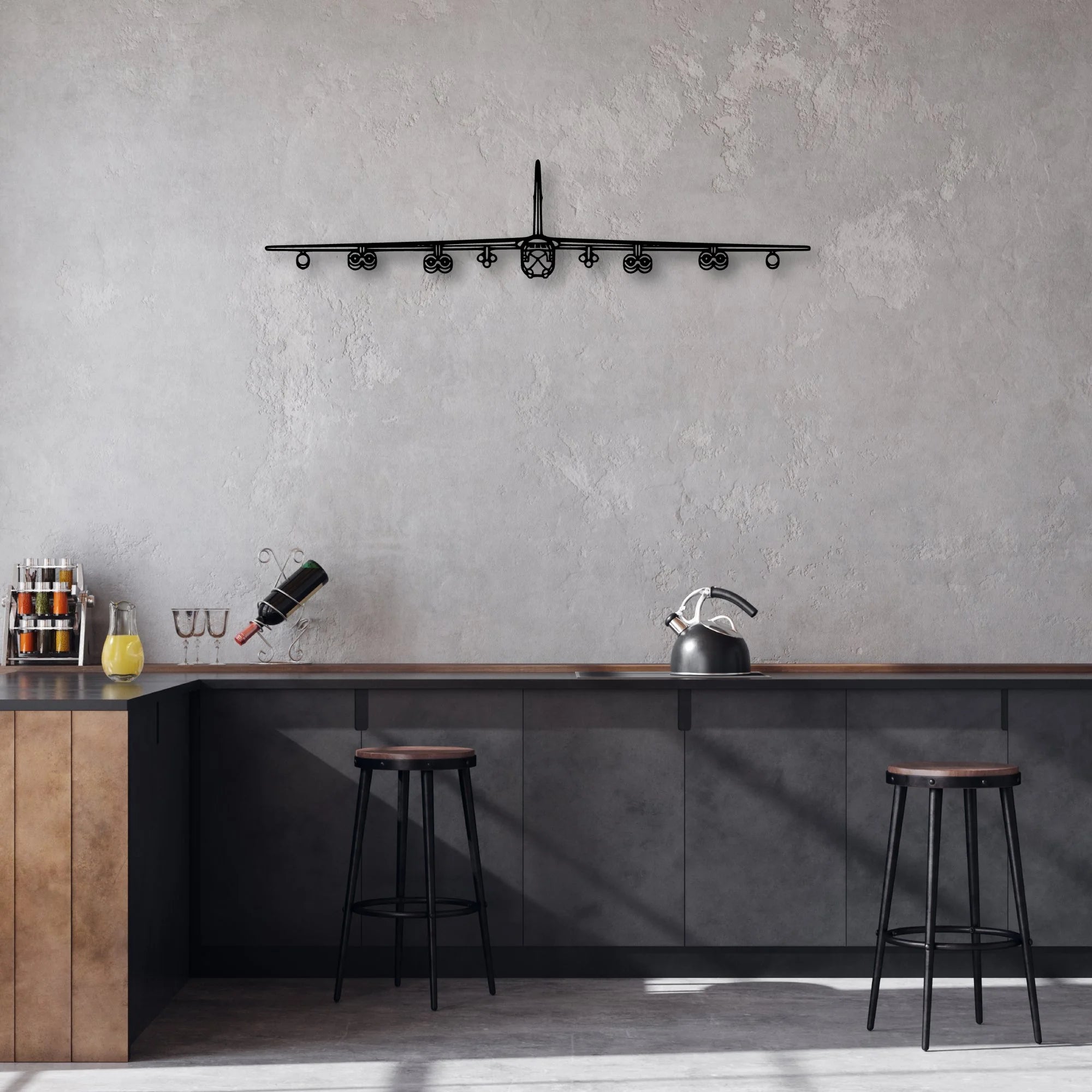 B-52H Stratofortress 2 Classic Aircraft Silhouette Metal Wall Art - Aviation Hangar Decor