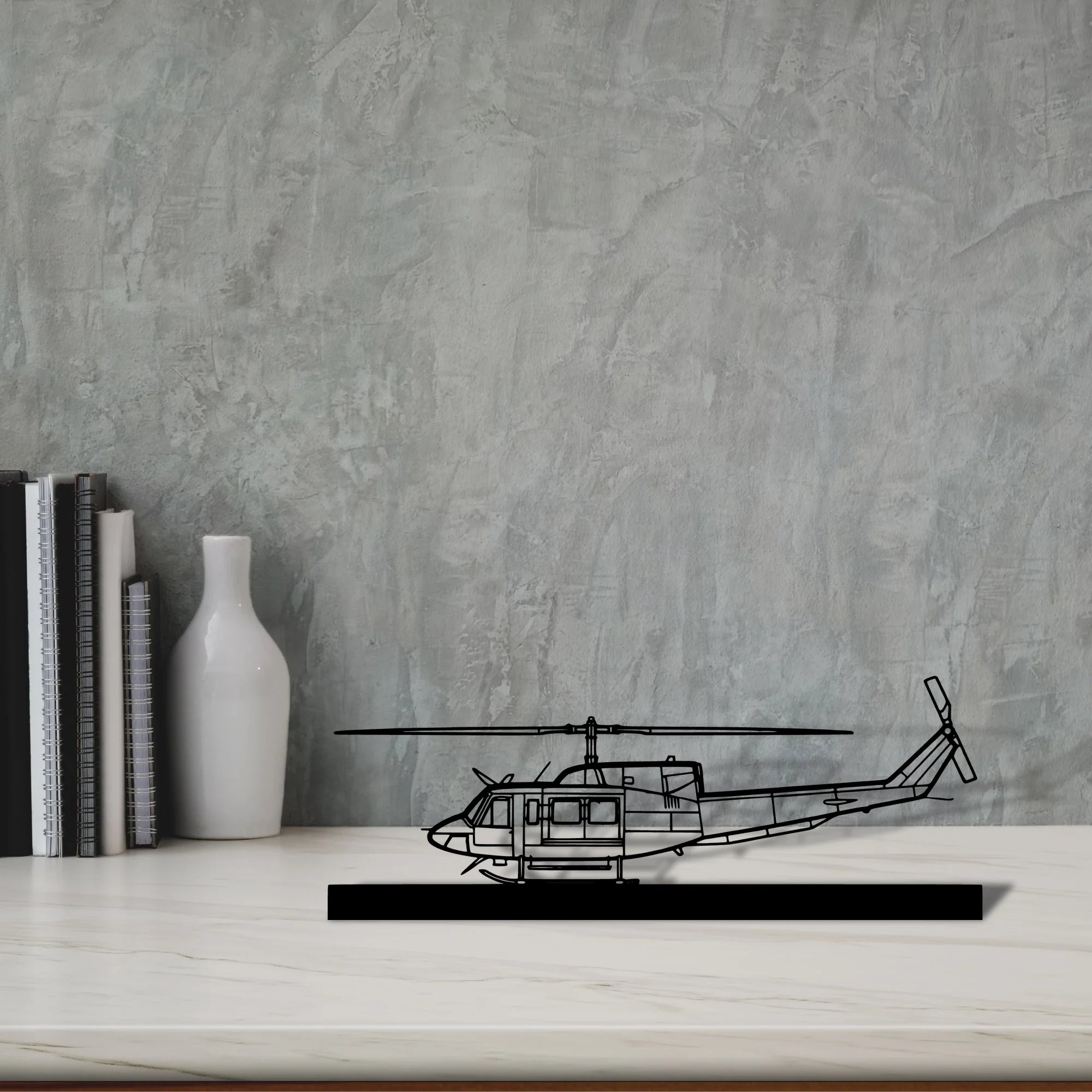 bell-212-sentry Silhouette Metal Art Stand - Aero Silhouette