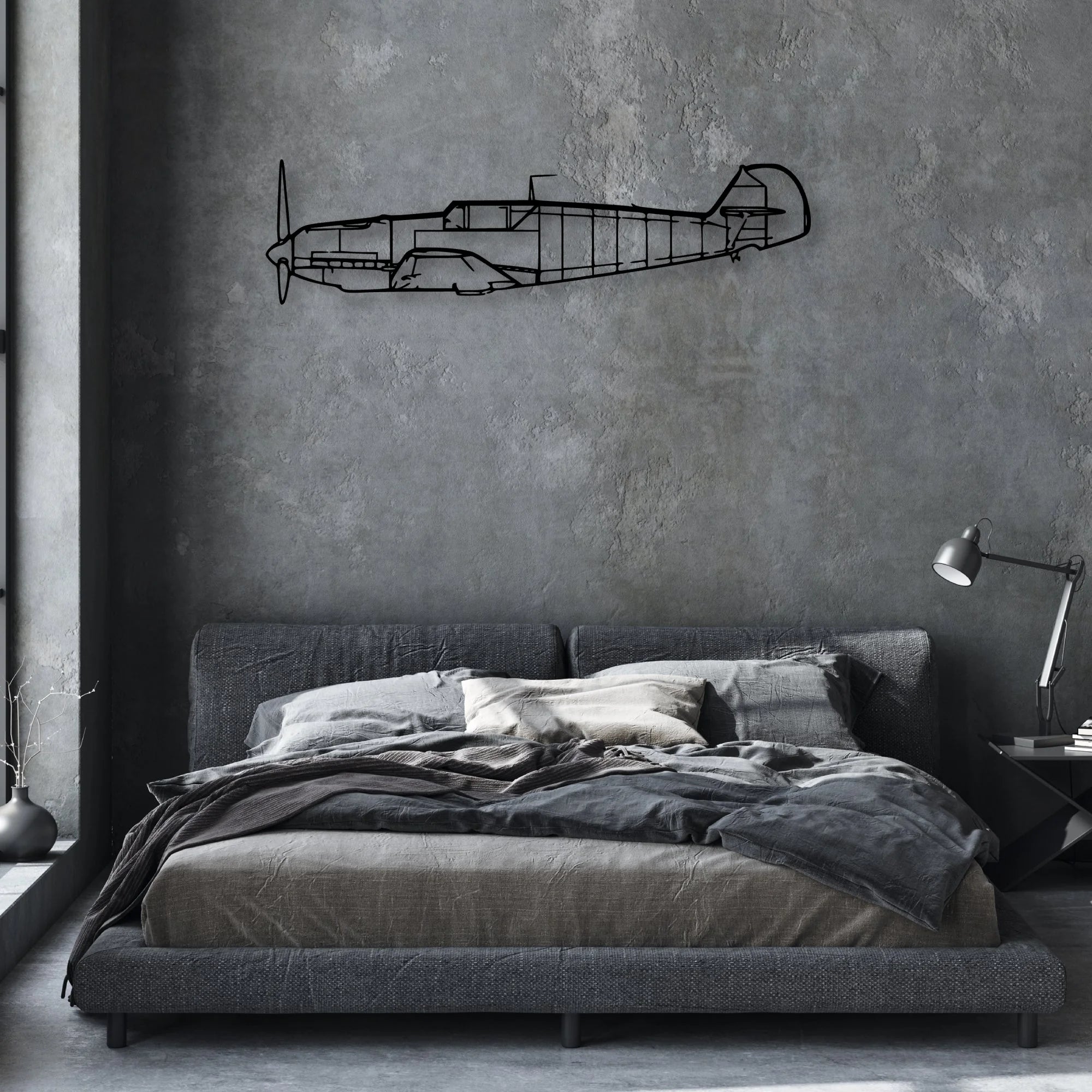 BF109 2 Classic Aircraft Silhouette Metal Wall Art - Aviation Hangar Decor