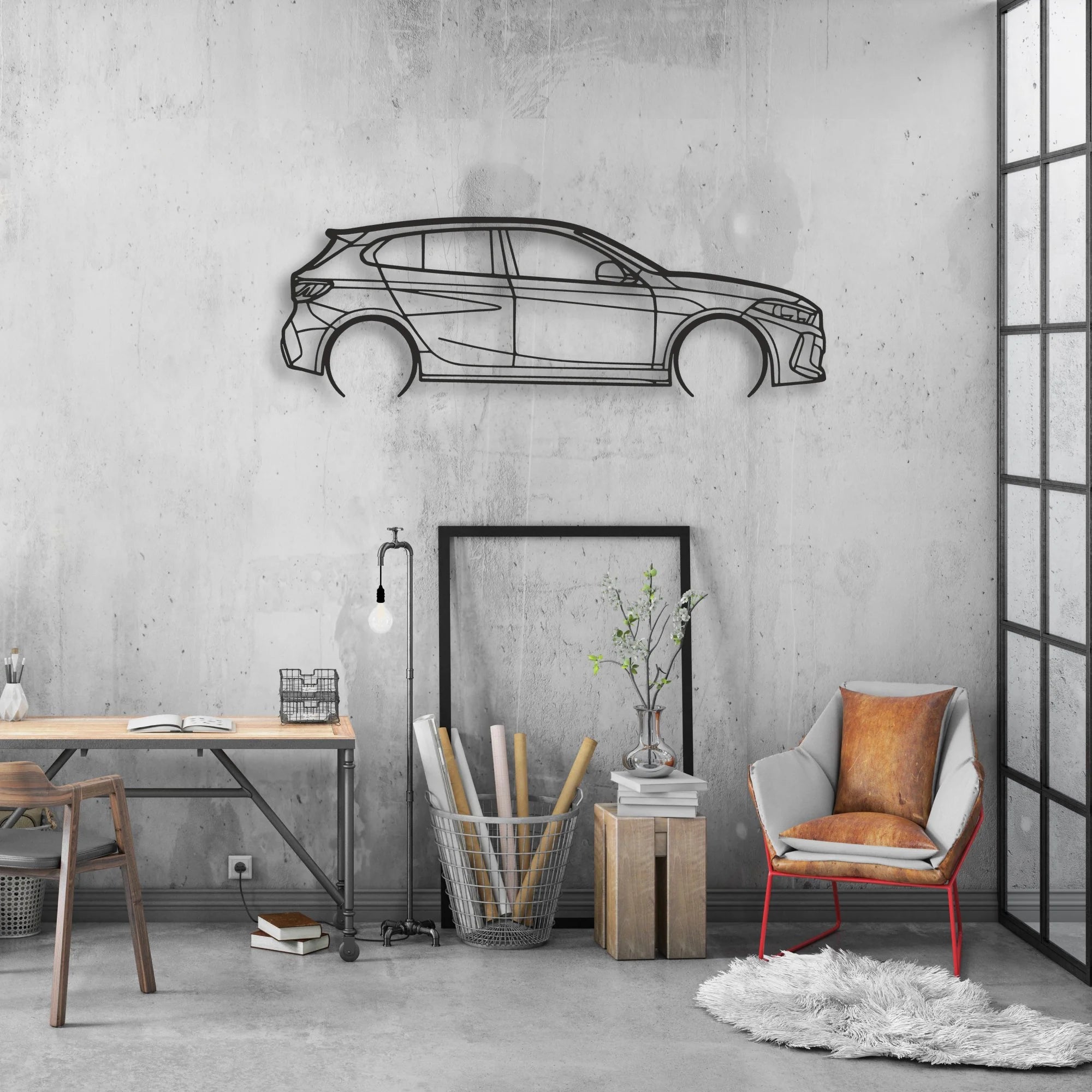 bmw 135i f40 Classic Silhouette Metal Wall Art - Automotive Garage Decor
