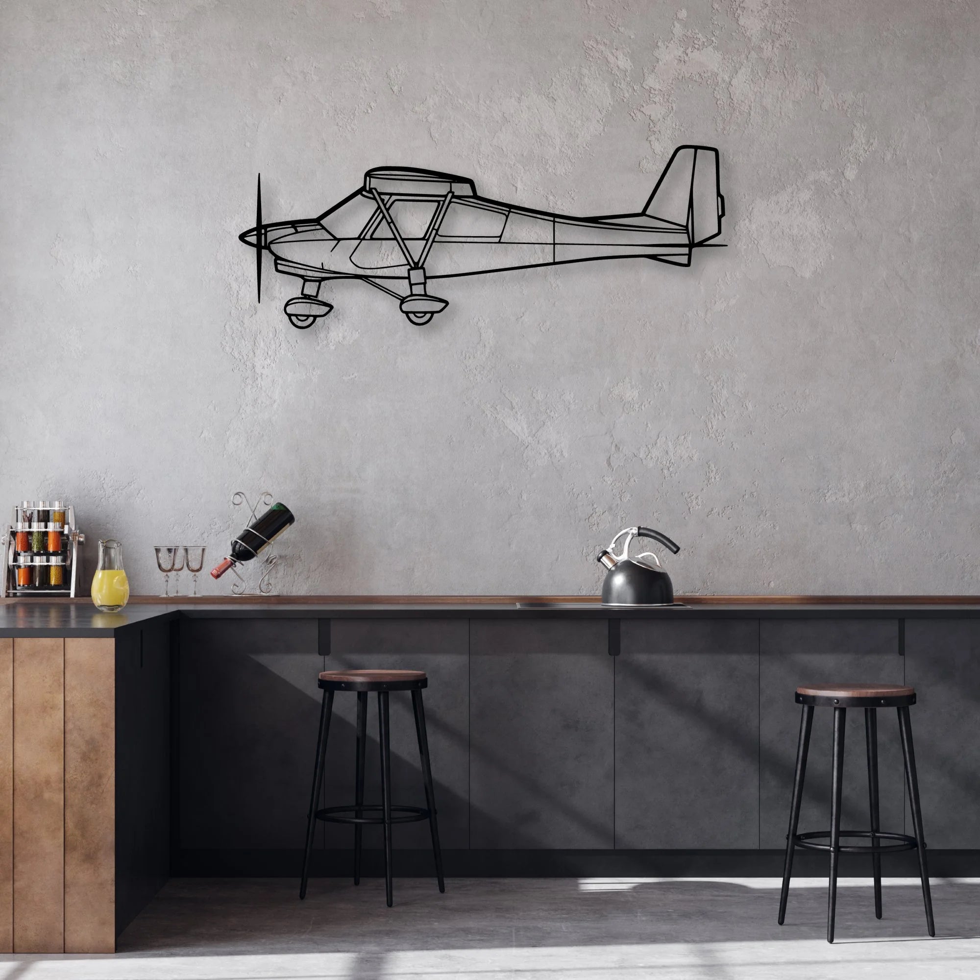 C42B 2 Classic Aircraft Silhouette Metal Wall Art - Aviation Hangar Decor