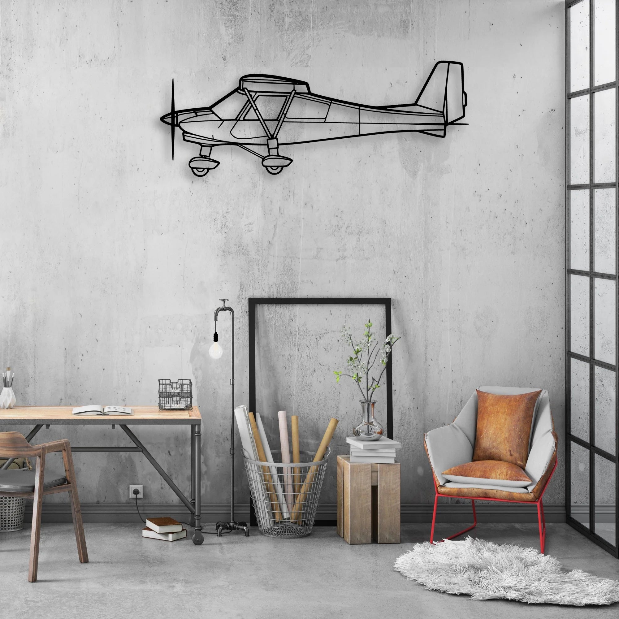 C42B 2 Classic Aircraft Silhouette Metal Wall Art - Aviation Hangar Decor