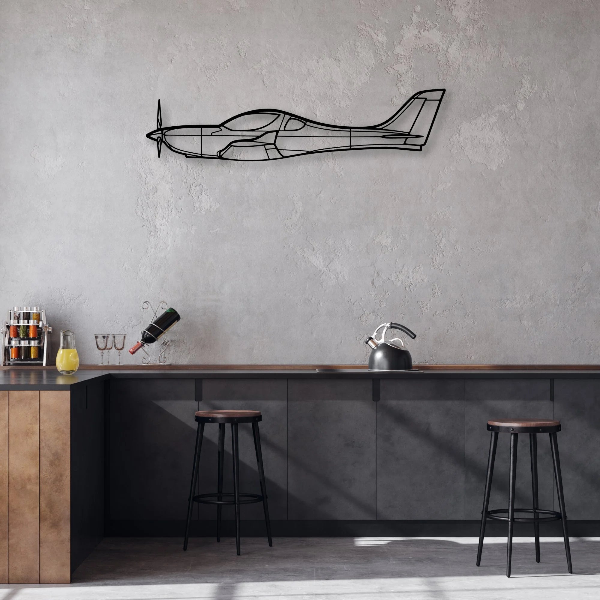 C42B 3 Classic Aircraft Silhouette Metal Wall Art - Aviation Hangar Decor