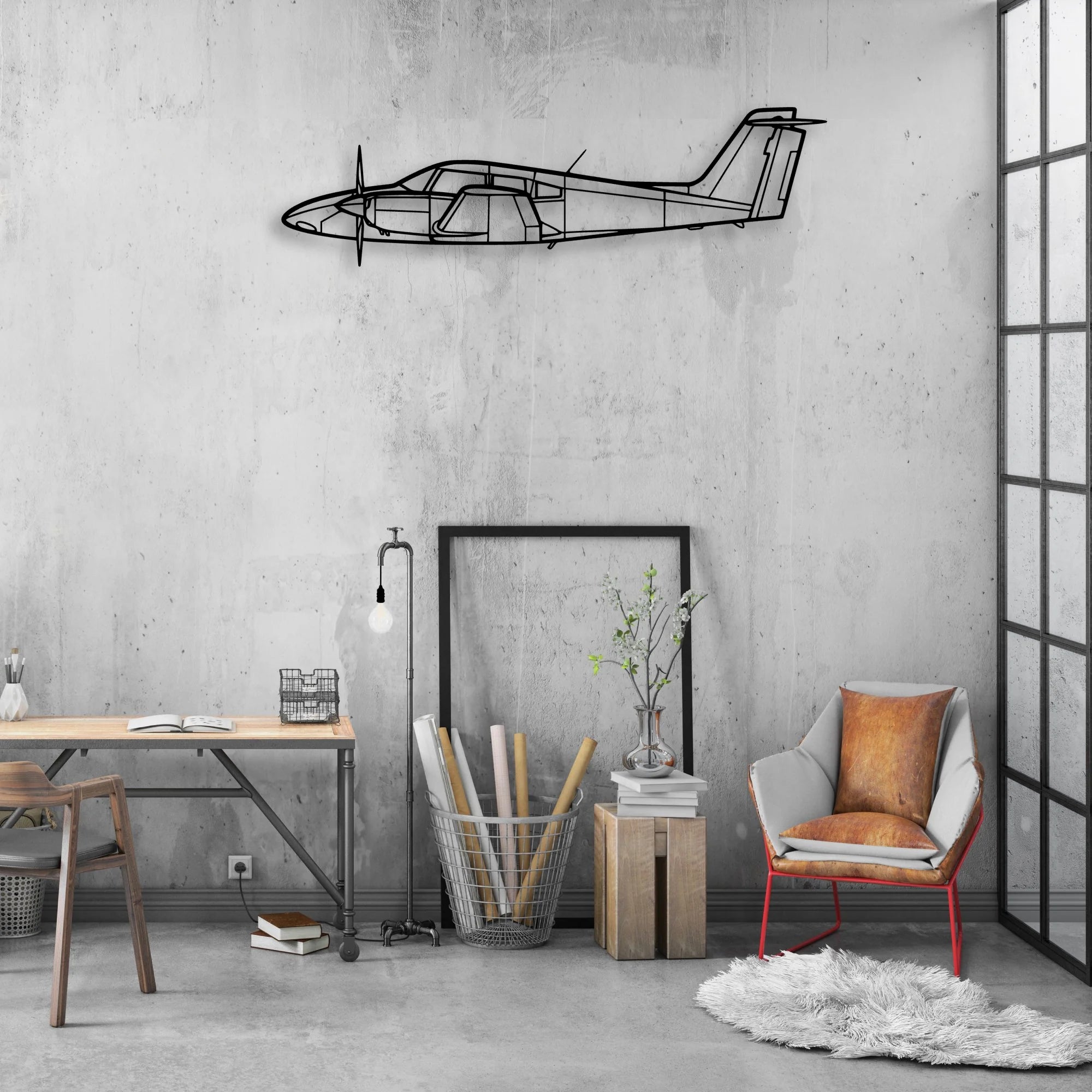 C45 H Expeditor Classic Aircraft Silhouette Metal Wall Art - Aviation Hangar Decor