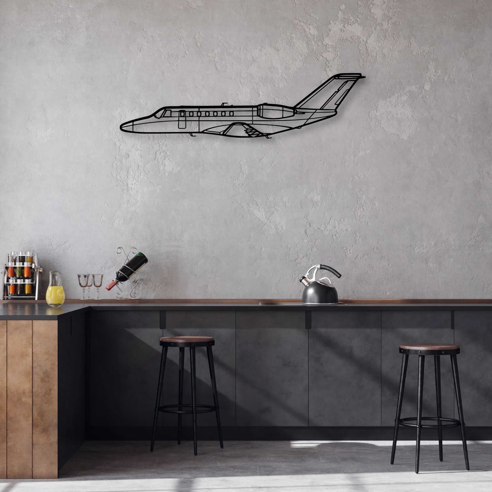 CJ3 3 Classic Aircraft Silhouette Metal Wall Art - Aviation Hangar Decor