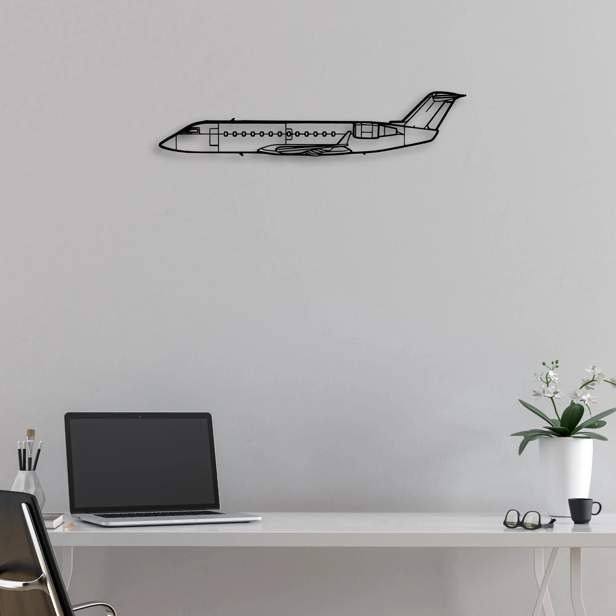 CRJ200 Classic Aircraft Silhouette Metal Wall Art - Aviation Hangar Decor