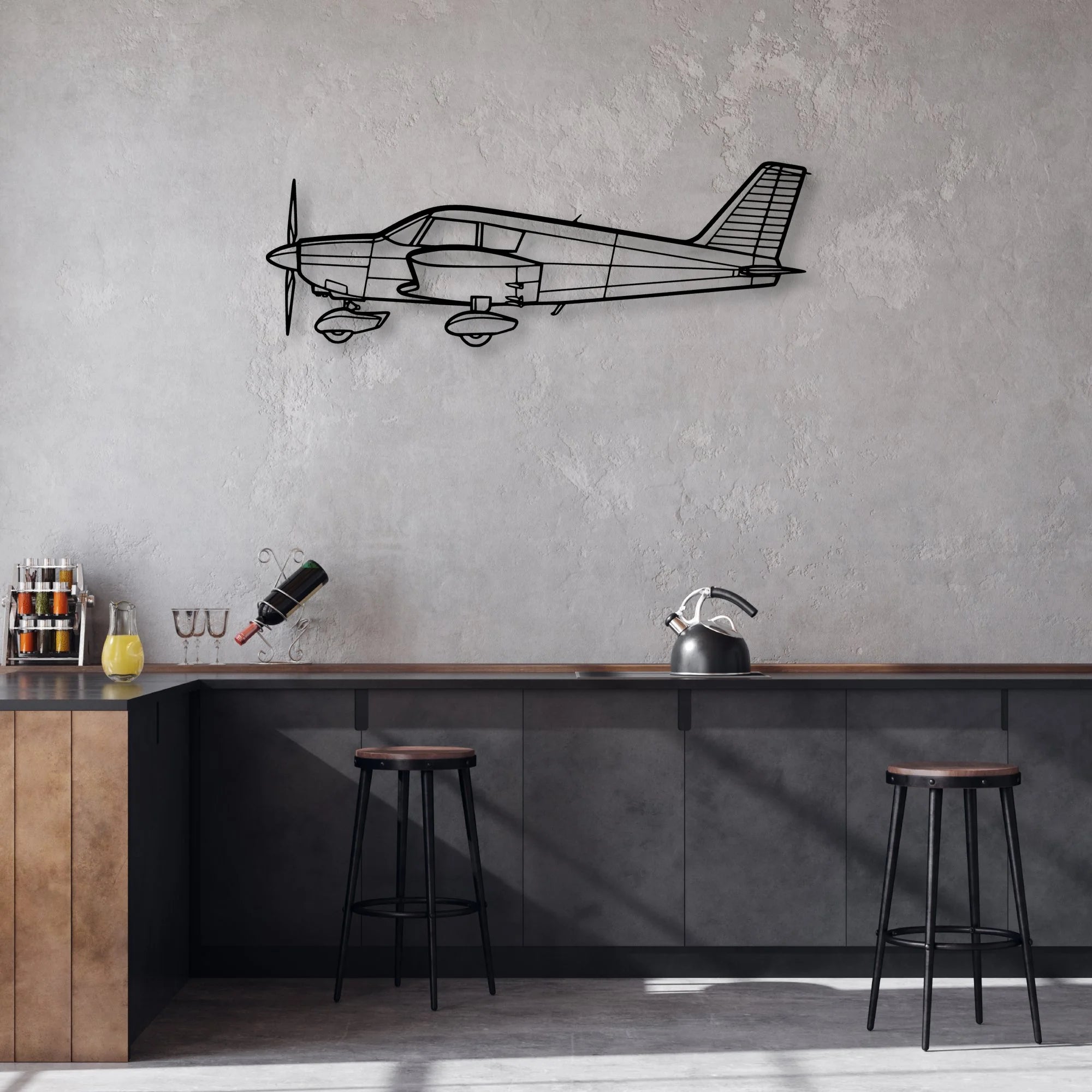 DA40 Classic Aircraft Silhouette Metal Wall Art - Aviation Hangar Decor