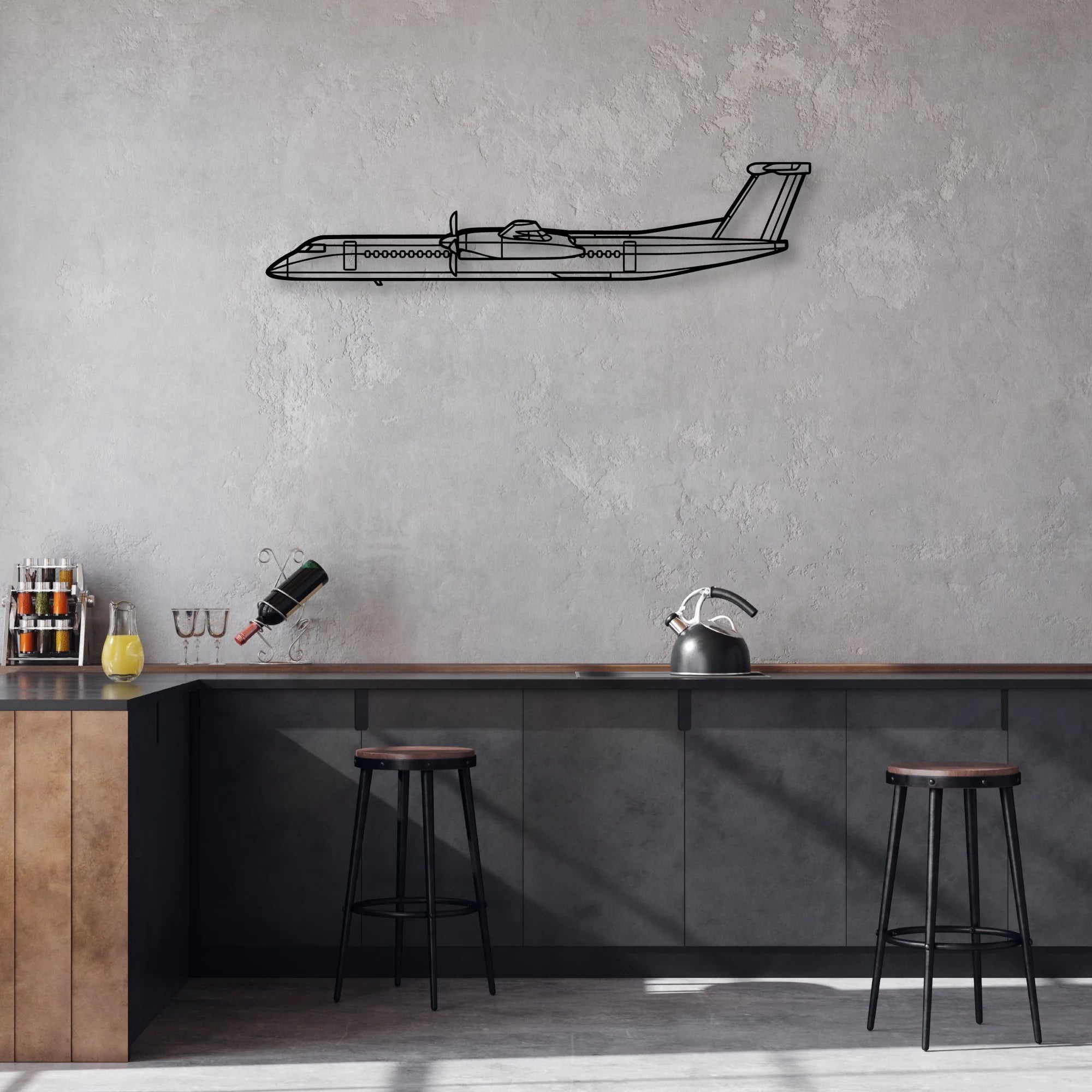 Dash 8 Q400 2 Classic Aircraft Silhouette Metal Wall Art - Aviation Hangar Decor