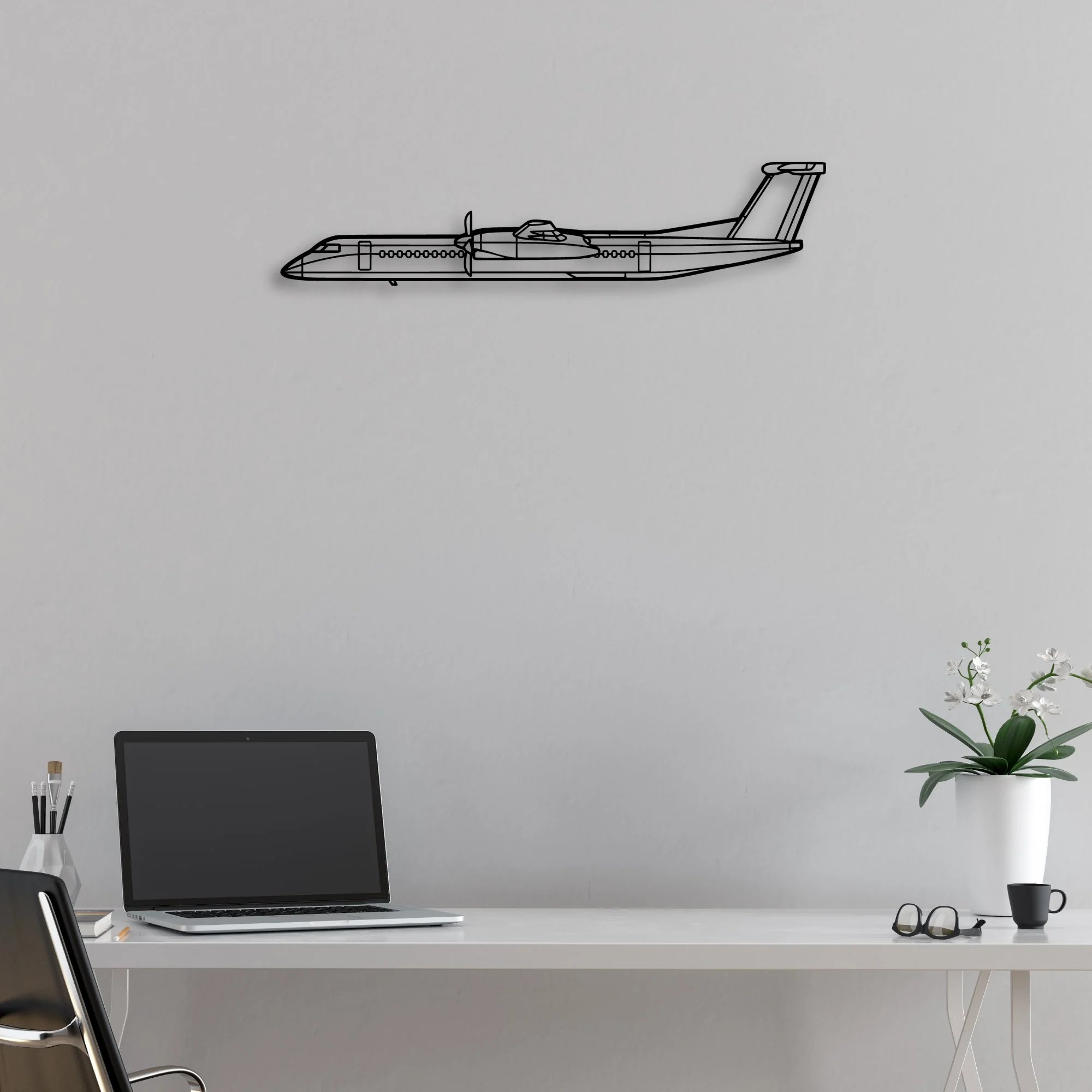 Dash 8 Q400 2 Classic Aircraft Silhouette Metal Wall Art - Aviation Hangar Decor